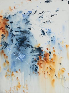 Celia Lees — Contemporary Atmospheric Abstract Painting in Blue, Ochre and Ivory