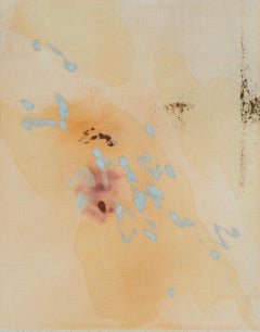 Celia Lees — Minimal Abstract Painting in Soft Ochre and Powder Blue
