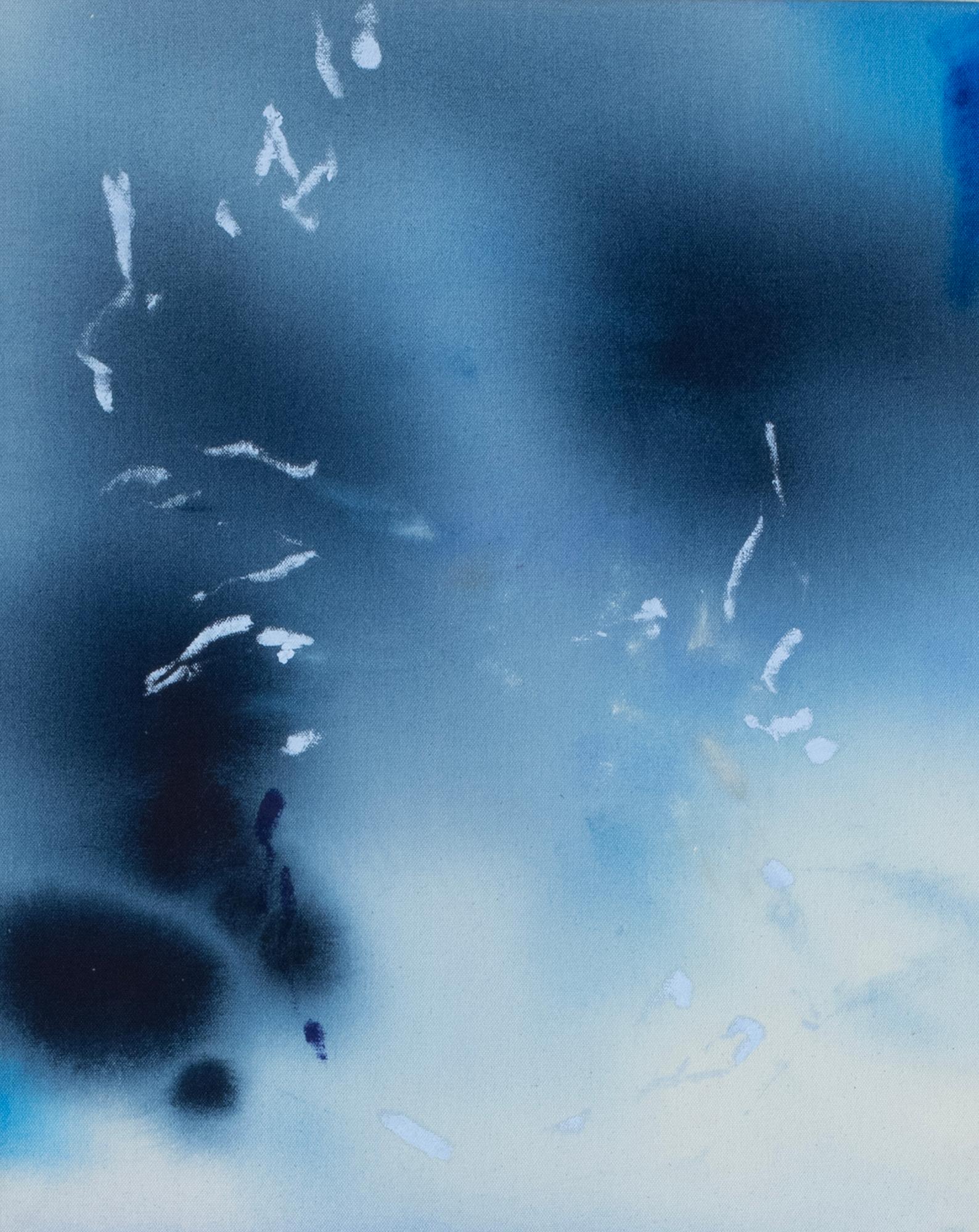 Celia Lees — Minimal Atmospheric Abstract Painting in Deep Blue and Black