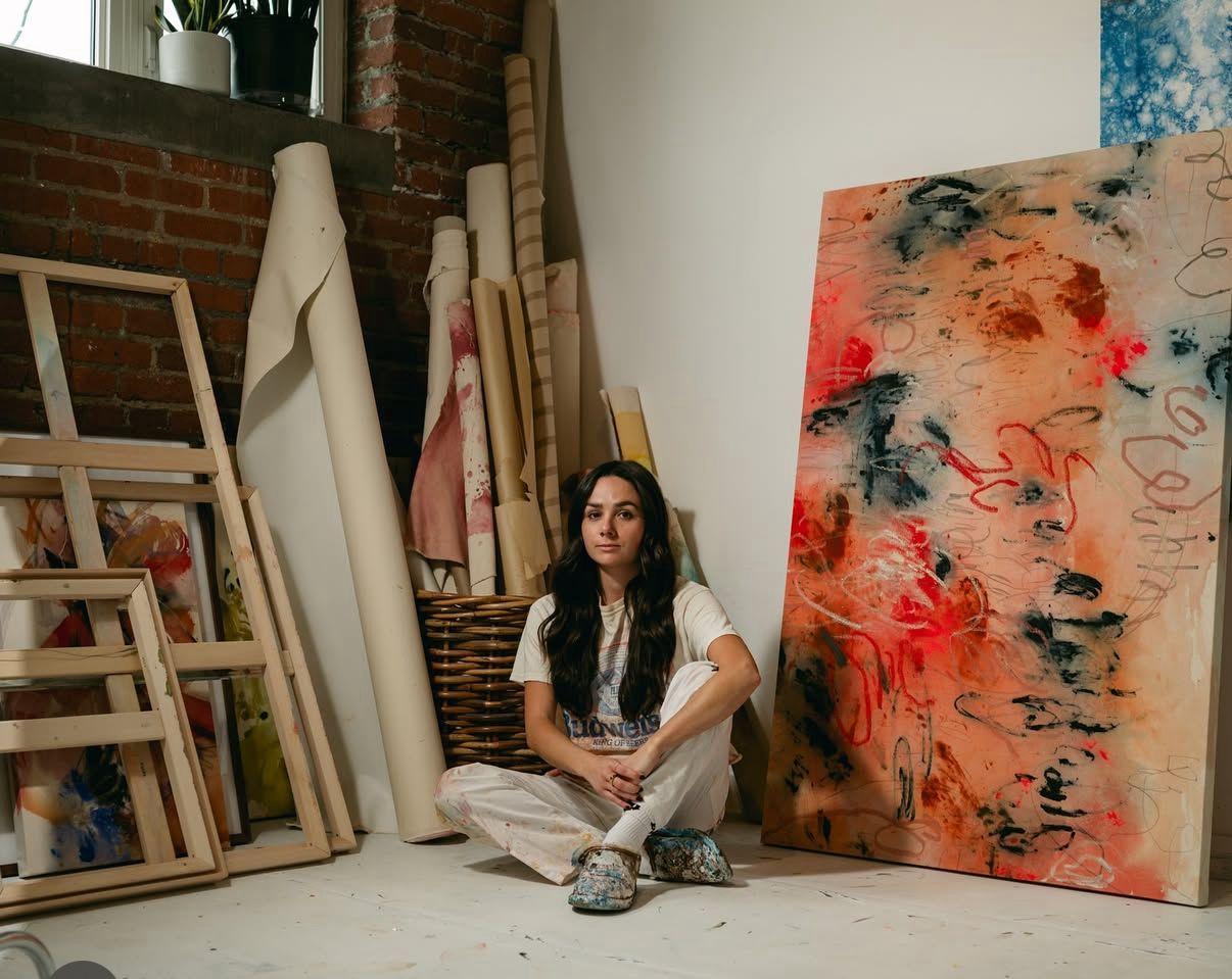 Celia Lees, Ohne Titel II, 2025 - Abstrakte Malerei in Korallen-, Rosa- und Erdtönen im Angebot 6