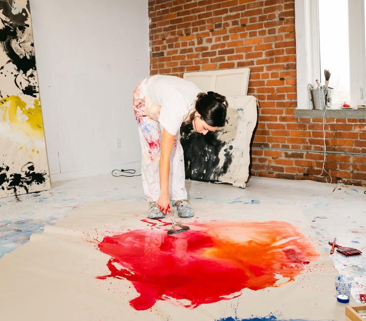 Celia Lees, Ohne Titel II, 2025 - Abstrakte Malerei in Korallen-, Rosa- und Erdtönen im Angebot 7