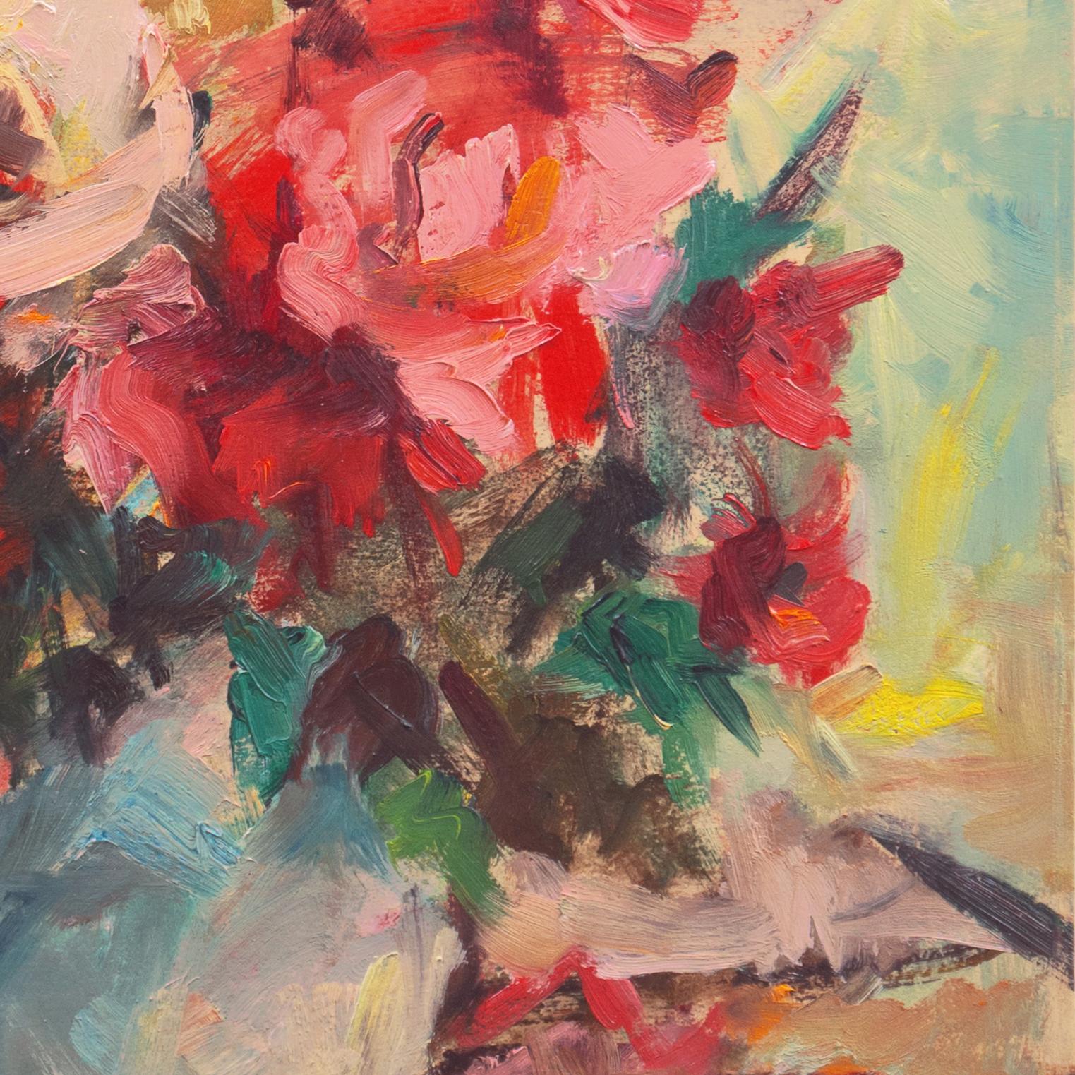 « Still Life of Roses », artiste de la région de la baie de San Francisco, De Young Museum, SWA - Post-impressionnisme Painting par Celia Michelena