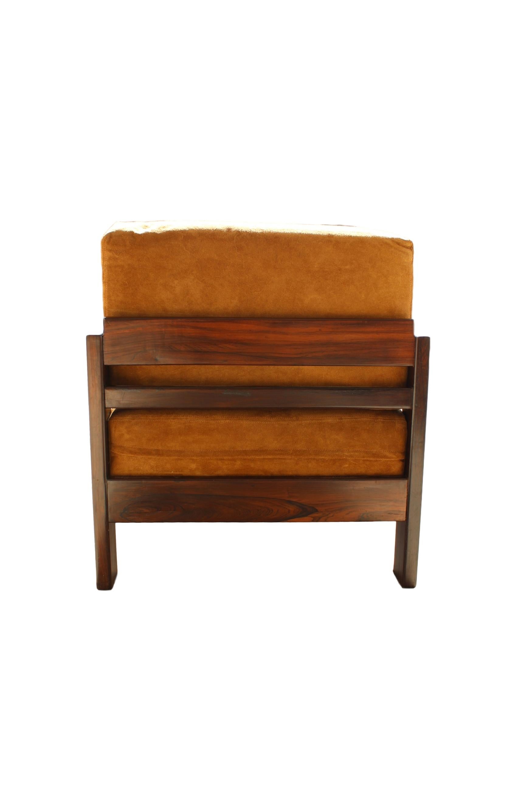 Mid-Century Modern Celina Armchair by Celina Zilberberg Rosewood and Leather Jacaranda For Sale