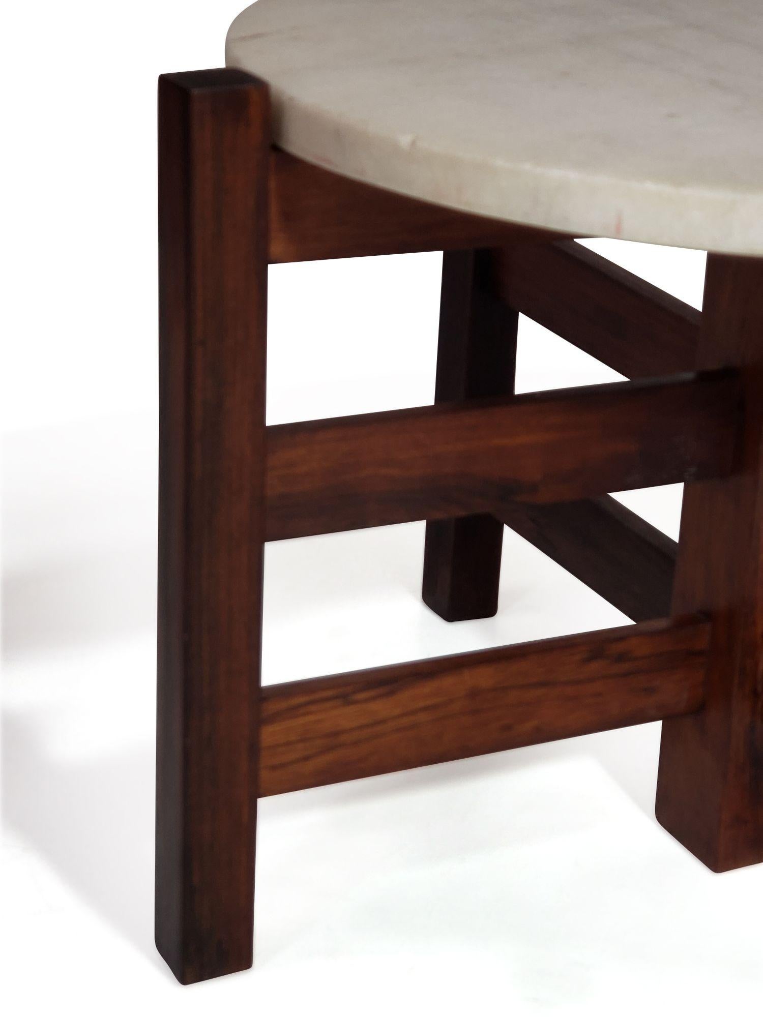 Celina Decorações Brazilian Rosewood Side Table With Marble Top For Sale 2