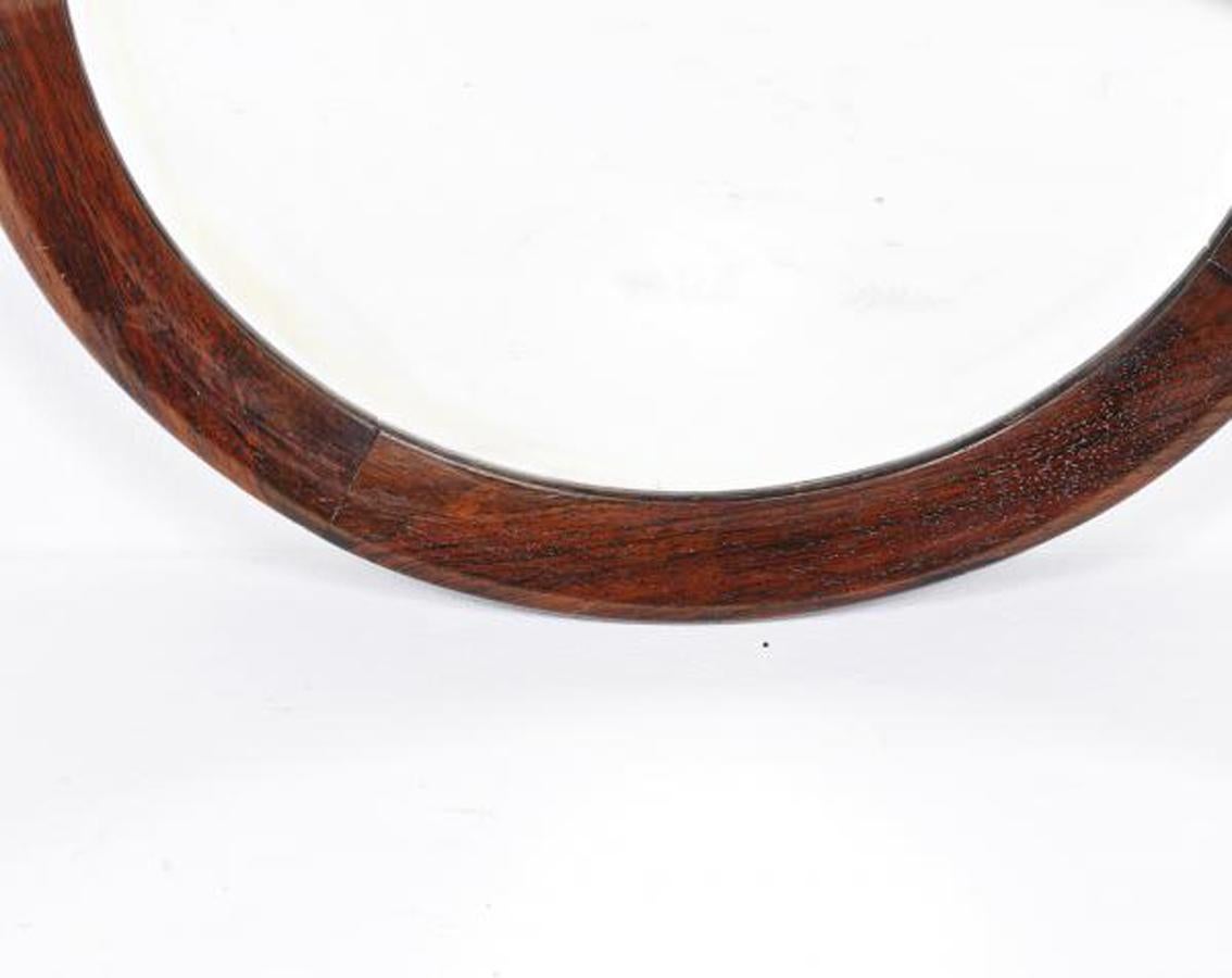 Beautiful vintage round mirror by Celina Decorações made with rich Brazlian rosewood.