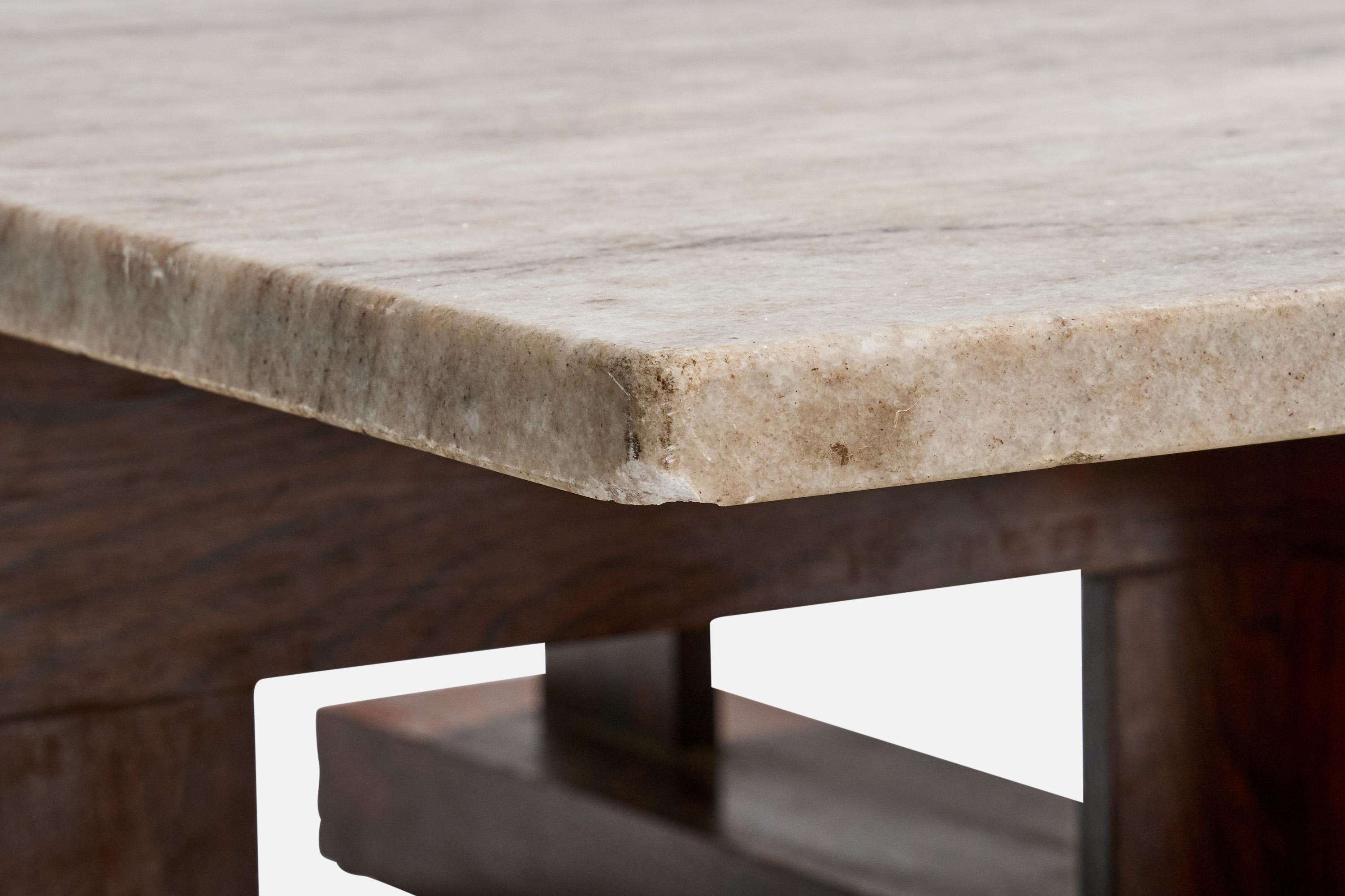 Celina Decorações, Couchtisch, Holz, Marmor, Brasilien, 1960er Jahre im Angebot 4