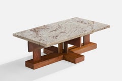 Celina Decorações, Couchtisch, Holz, Marmor, Brasilien, 1960er Jahre