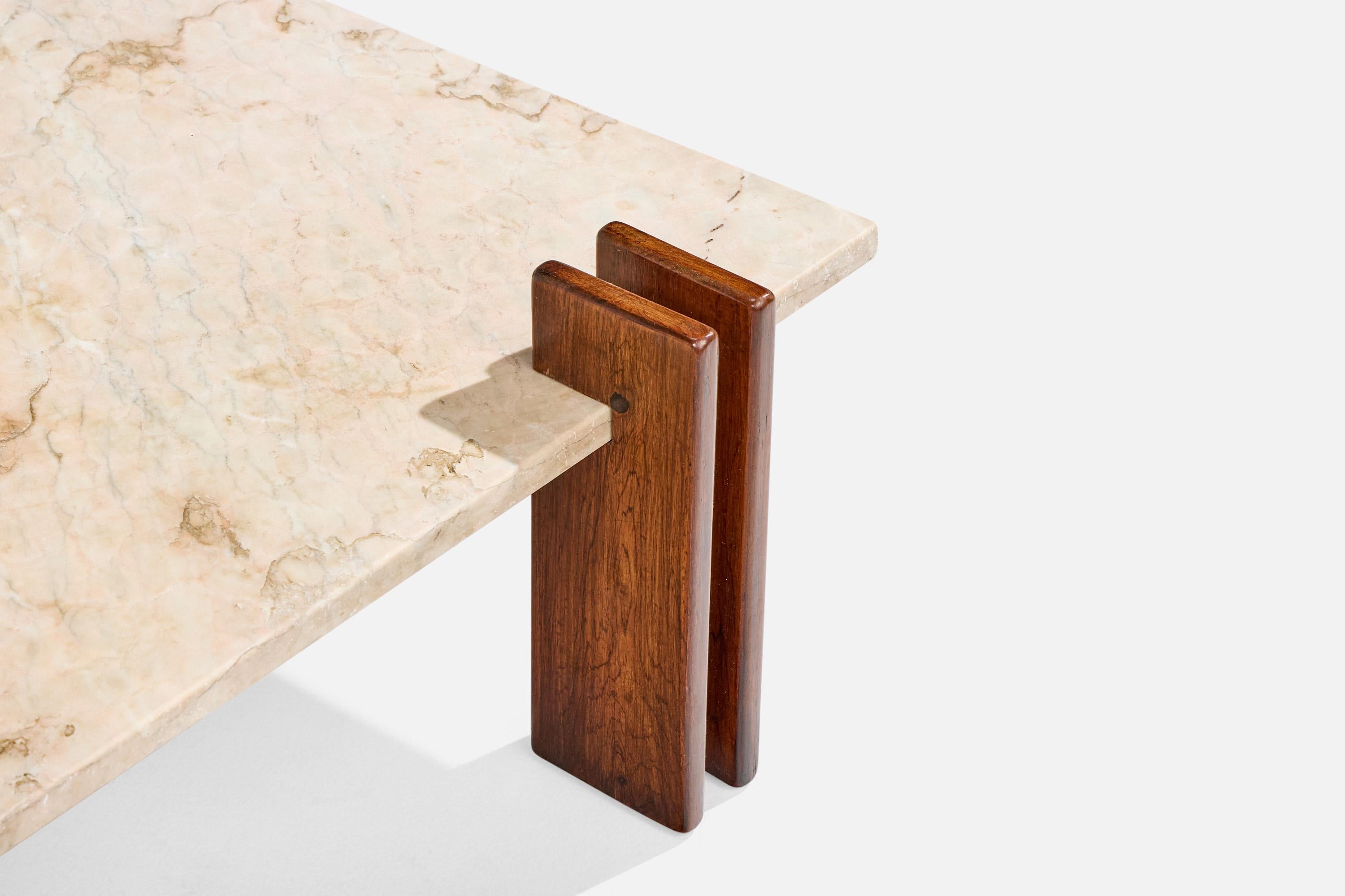 Metà XX secolo Celina Decorações, Tavolino da caffè, Wood, Marmo, Brasile, anni '60 in vendita