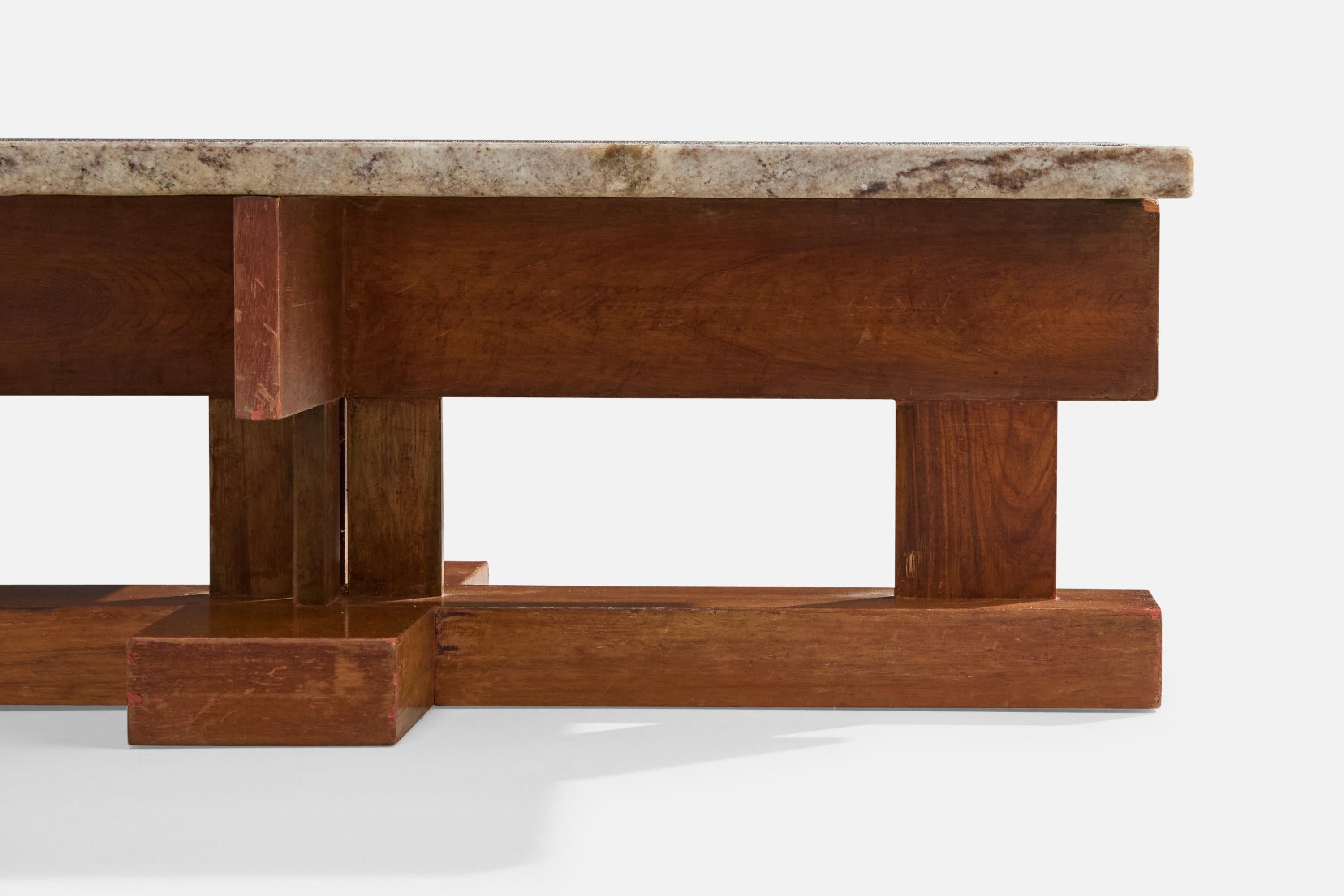 Celina Decorações, Tavolino da caffè, Wood, Marmo, Brasile, anni '60 in vendita 2
