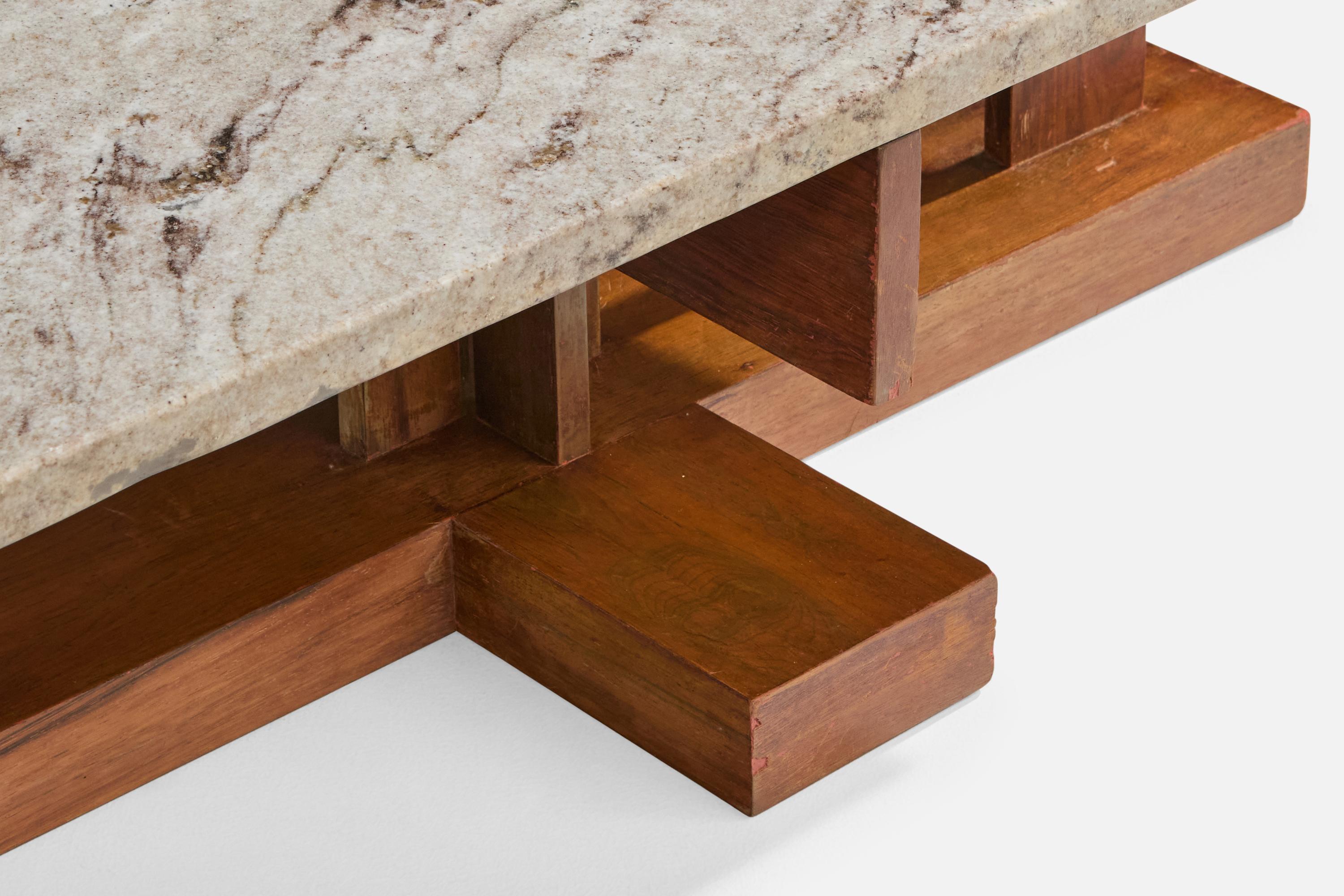 Celina Decorações, Tavolino da caffè, Wood, Marmo, Brasile, anni '60 in vendita 3