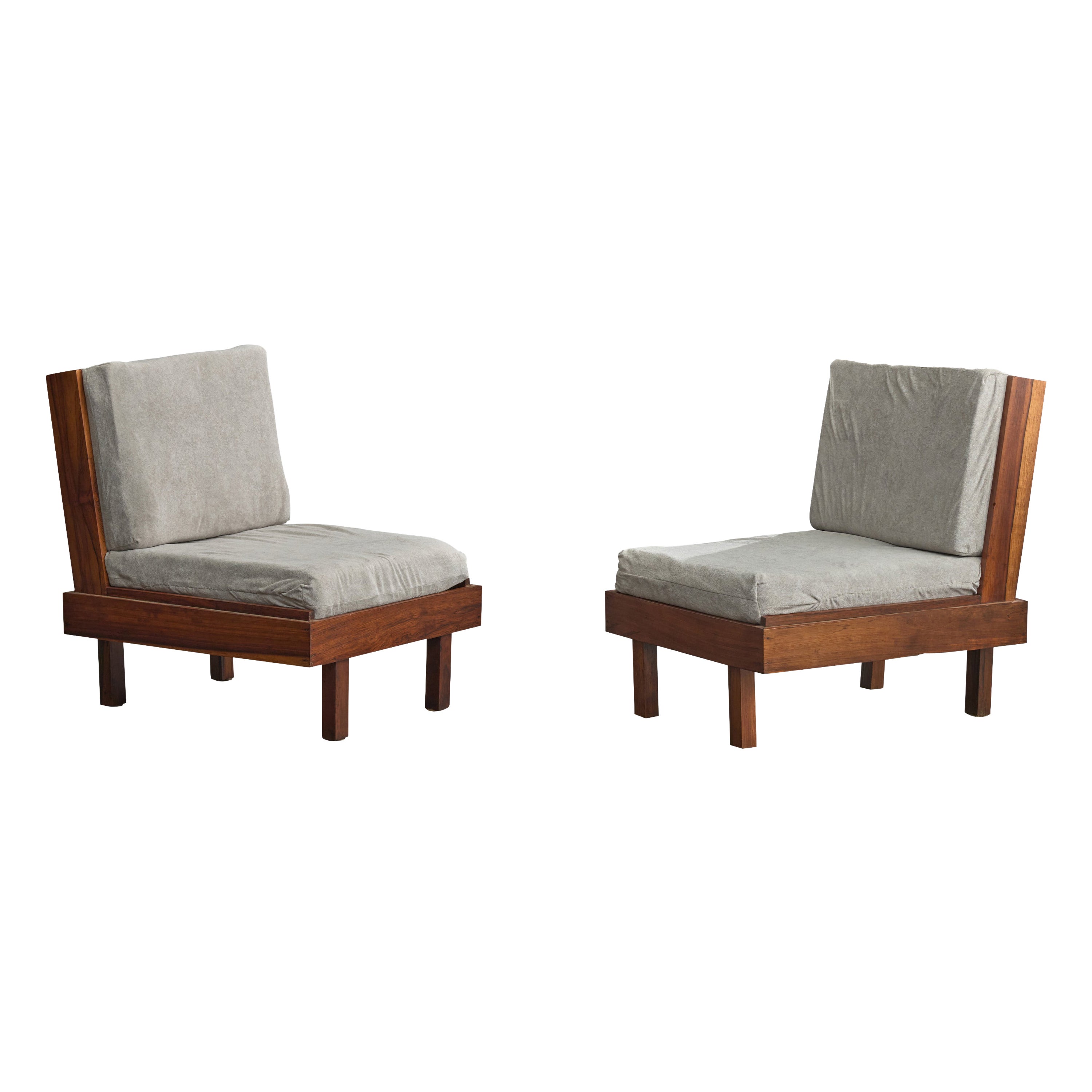 Celina Decorações, Lounge Chairs, Fabric, Wood, Brazil, 1960s For Sale