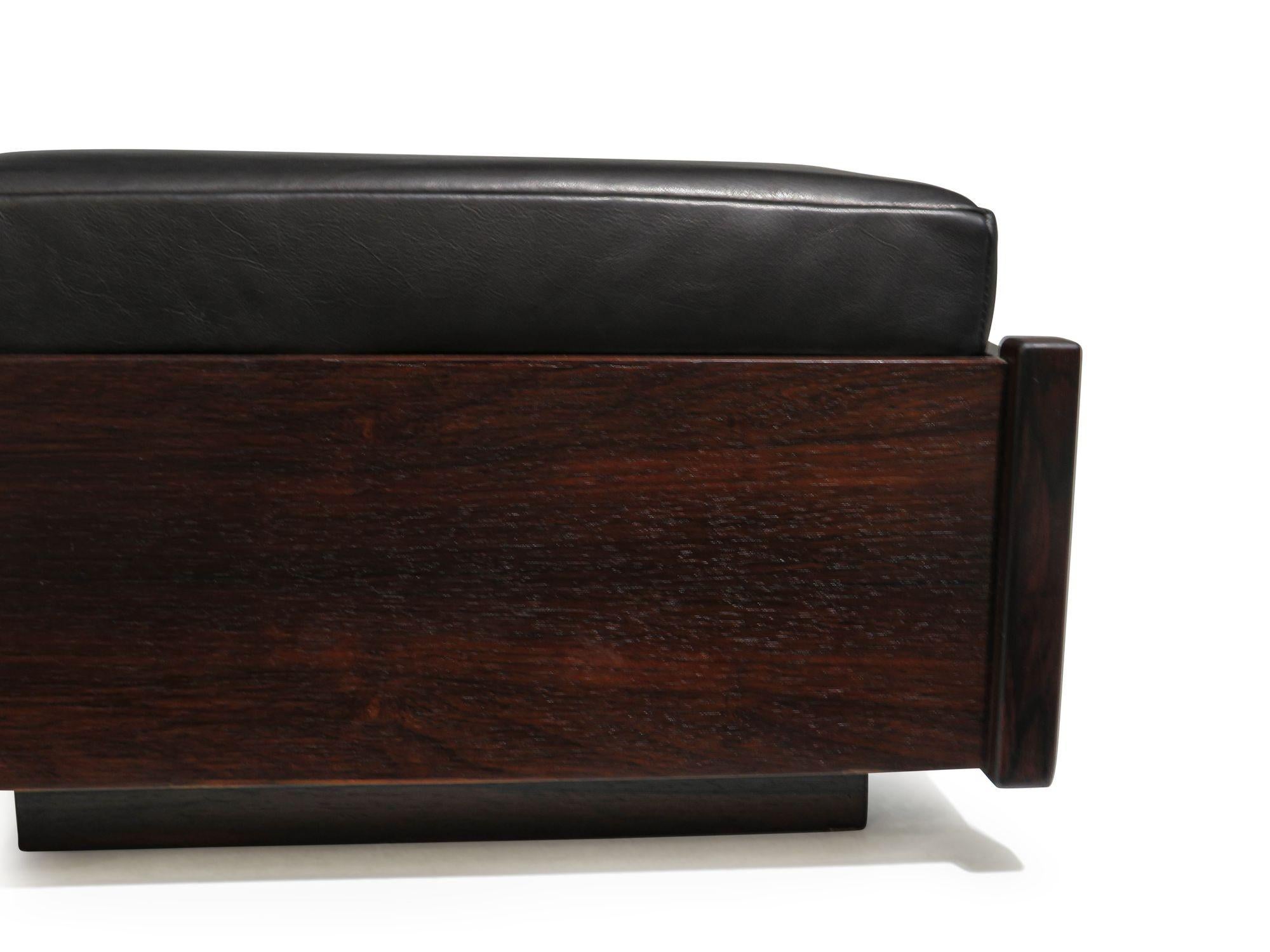 Celina Decoracoes Rosewood Leather Bench with Storage For Sale 2