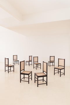 Celina Decorações, Set of Eight Solid Wood and Cane Chairs, Brazilian Midcentury