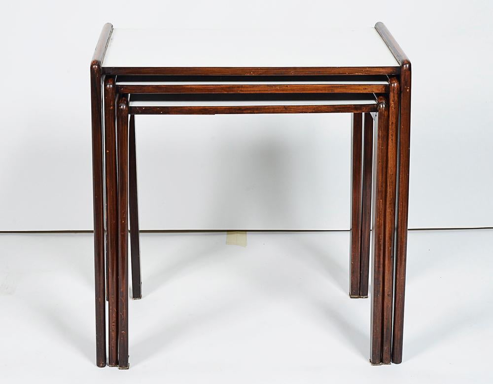 Set of 3 vintage Brazilian nesting tables by Celina Decoracoes. Each table has original manufacturer's seal.