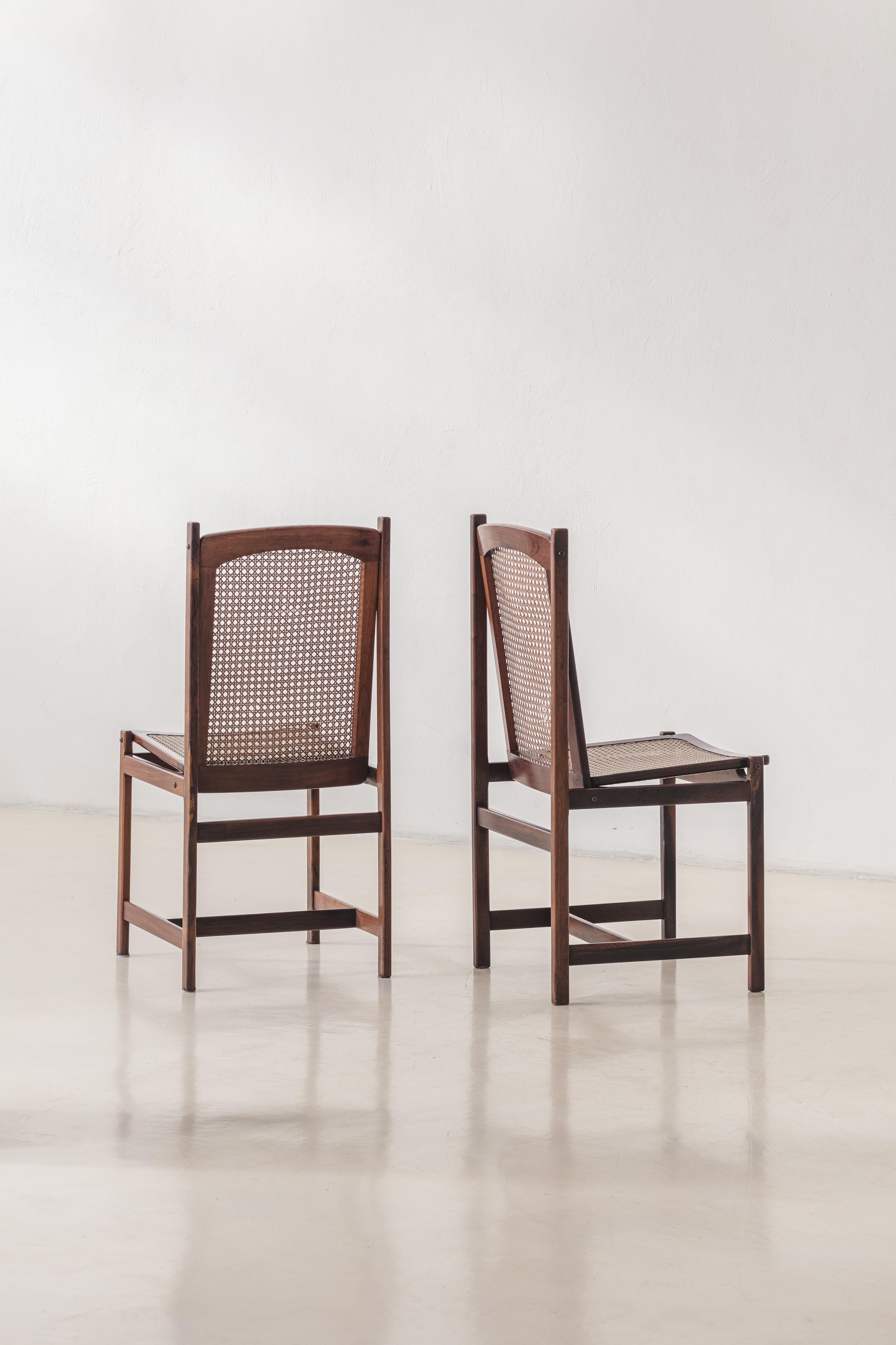 Celina Decorações set of six Dining Chairs, Rosewood and Cane, Mid-Century 1960s en vente 3