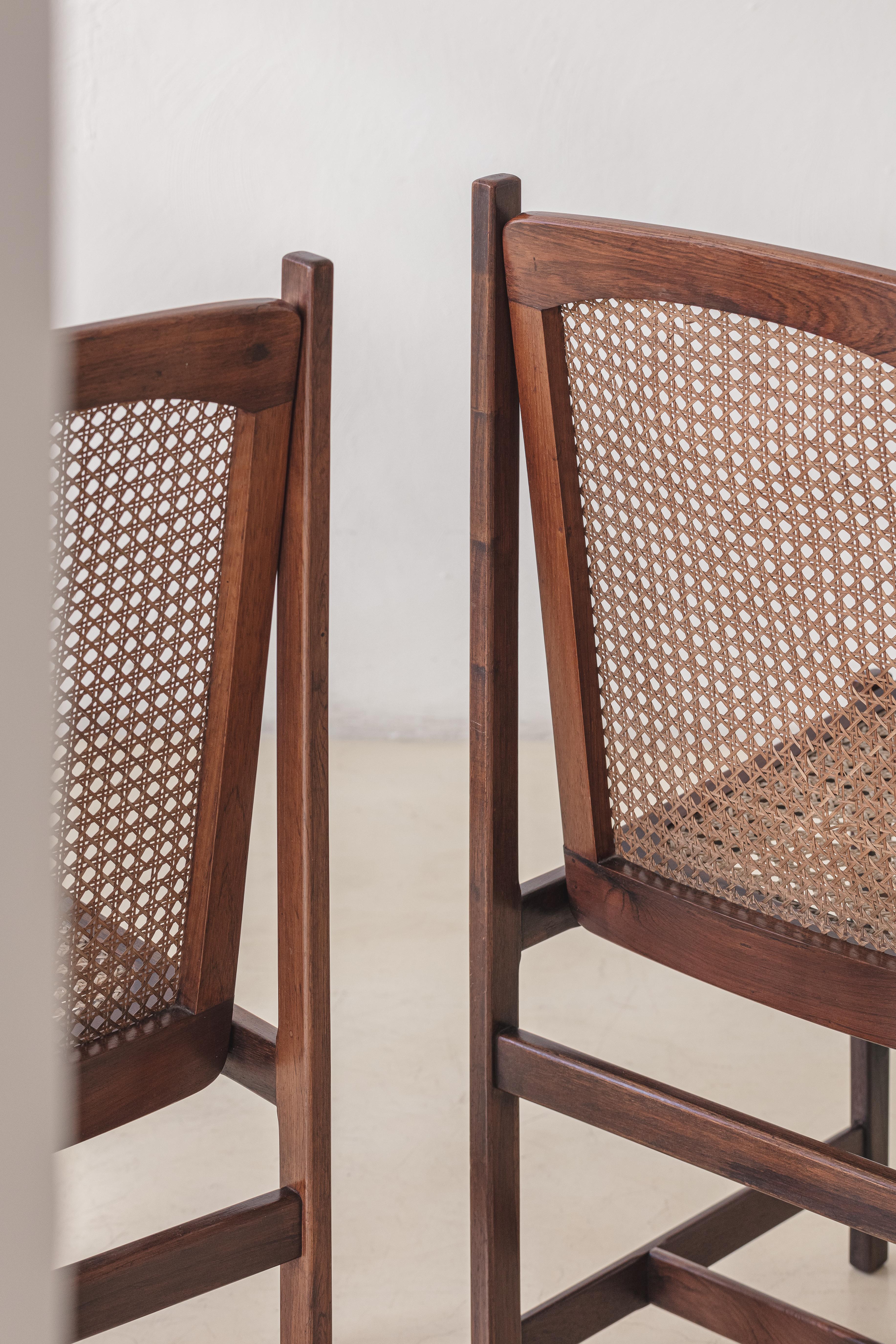 Celina Decorações set of six Dining Chairs, Rosewood and Cane, Mid-Century 1960s en vente 5