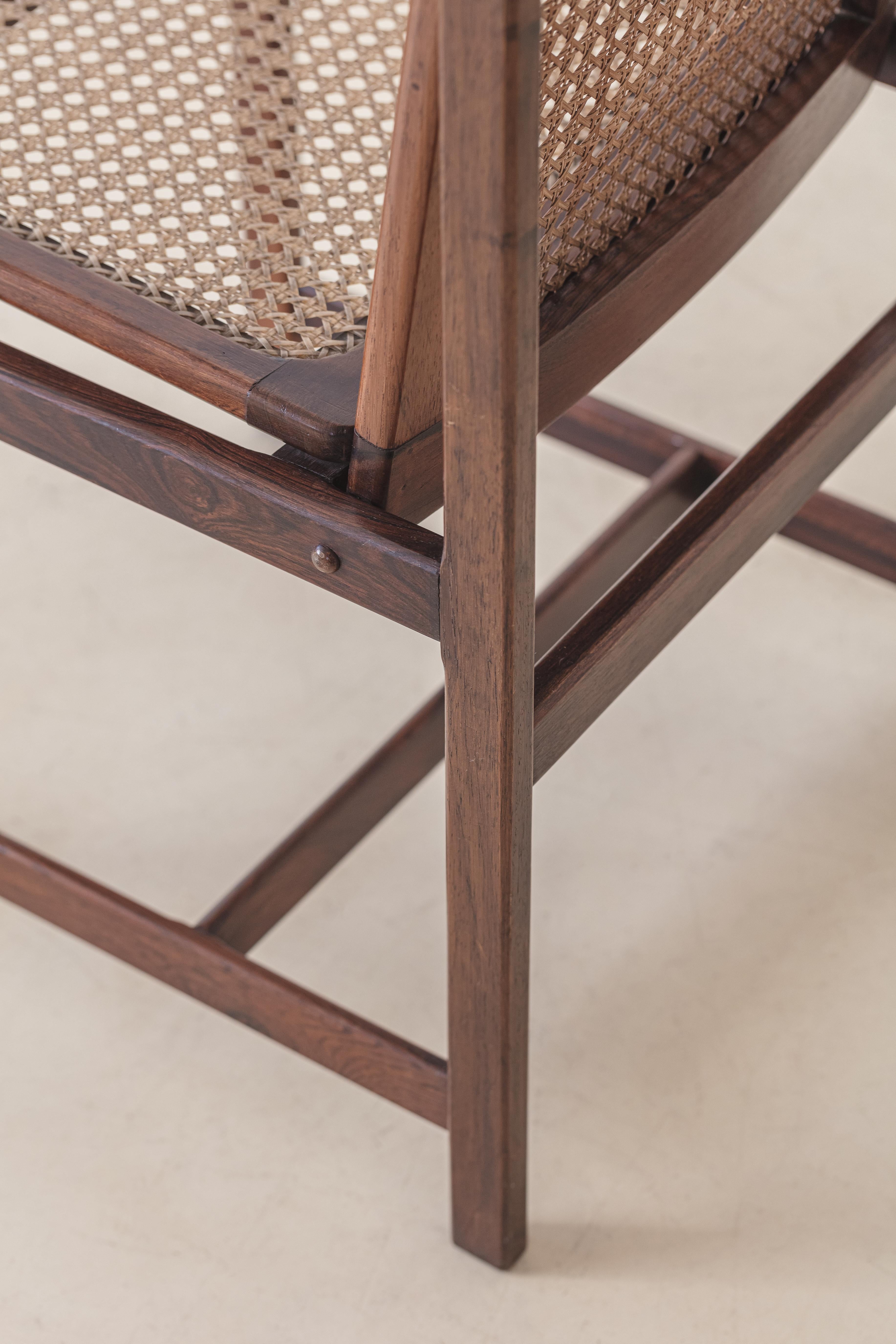 Celina Decorações set of six Dining Chairs, Rosewood and Cane, Mid-Century 1960s en vente 7