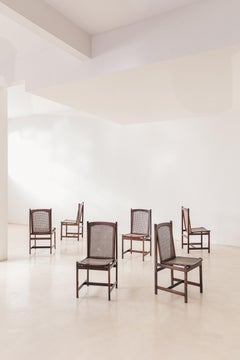 Celina Decorações Set of Six Dining Chairs, Rosewood and Cane, Midcentury 1960s
