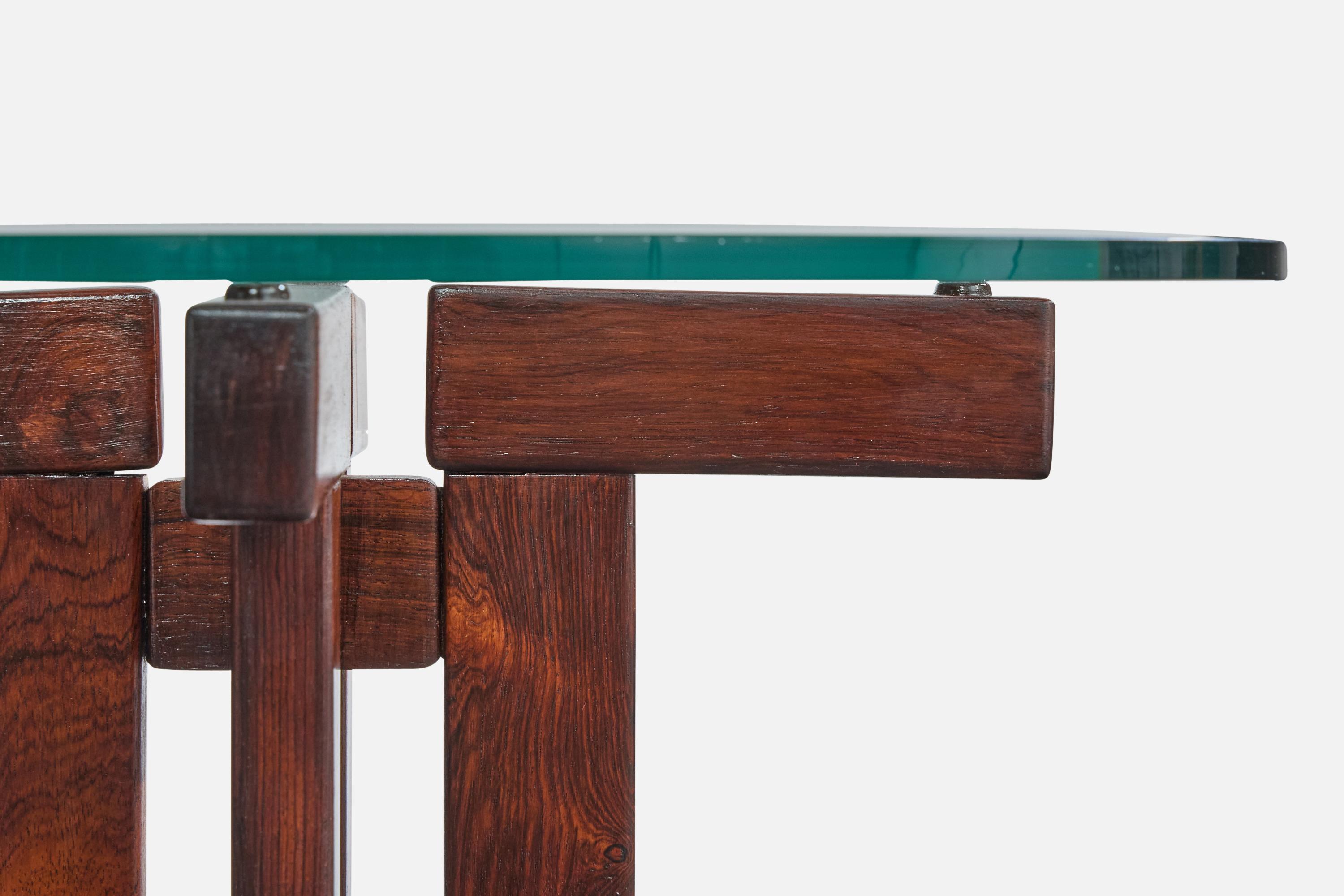 Celina Decorações, table d'appoint, Wood, verre, Brésil, années 1960 en vente 3