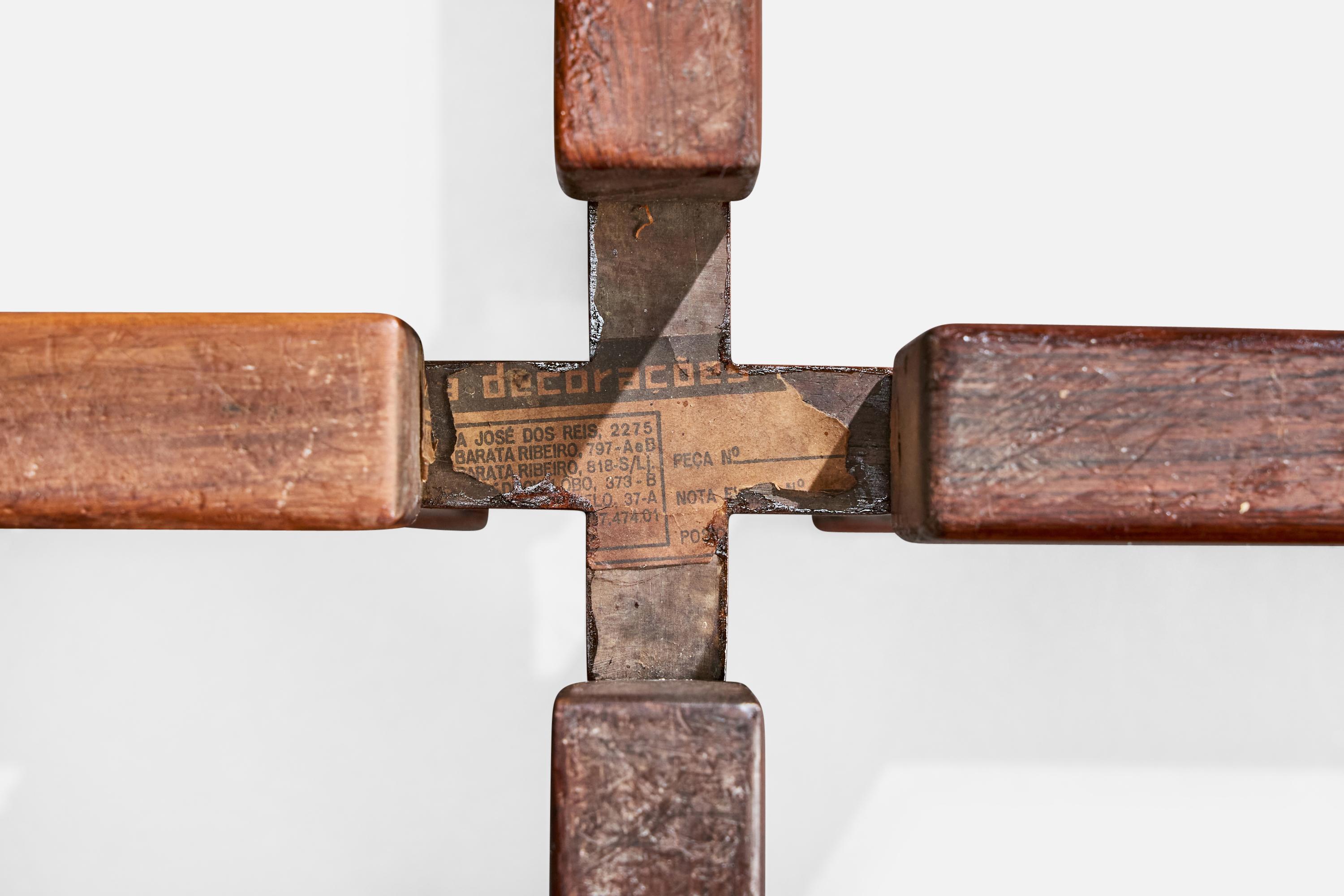 Brésilien Celina Decorações, table d'appoint, Wood, verre, Brésil, années 1960 en vente