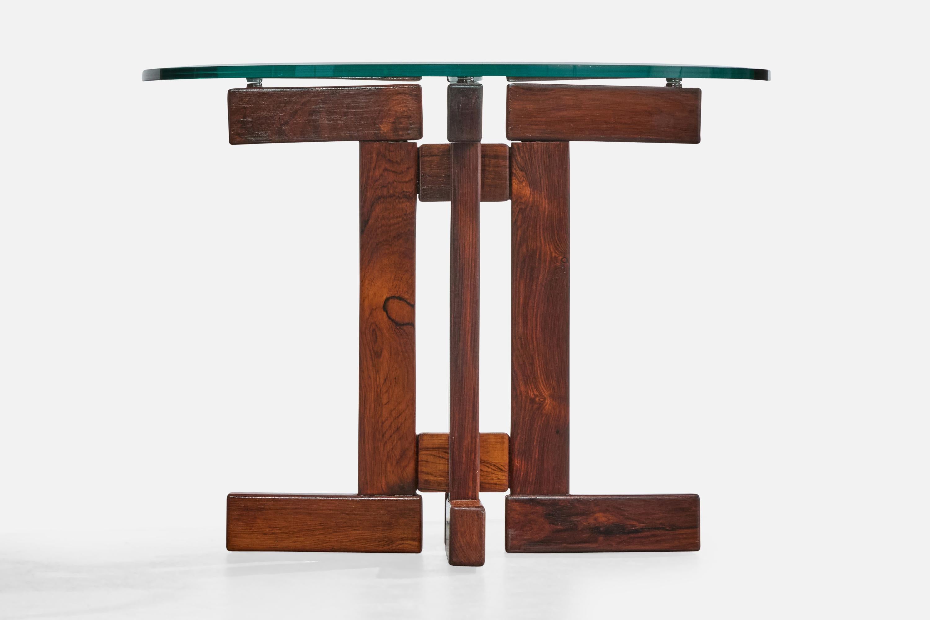 Milieu du XXe siècle Celina Decorações, table d'appoint, Wood, verre, Brésil, années 1960 en vente