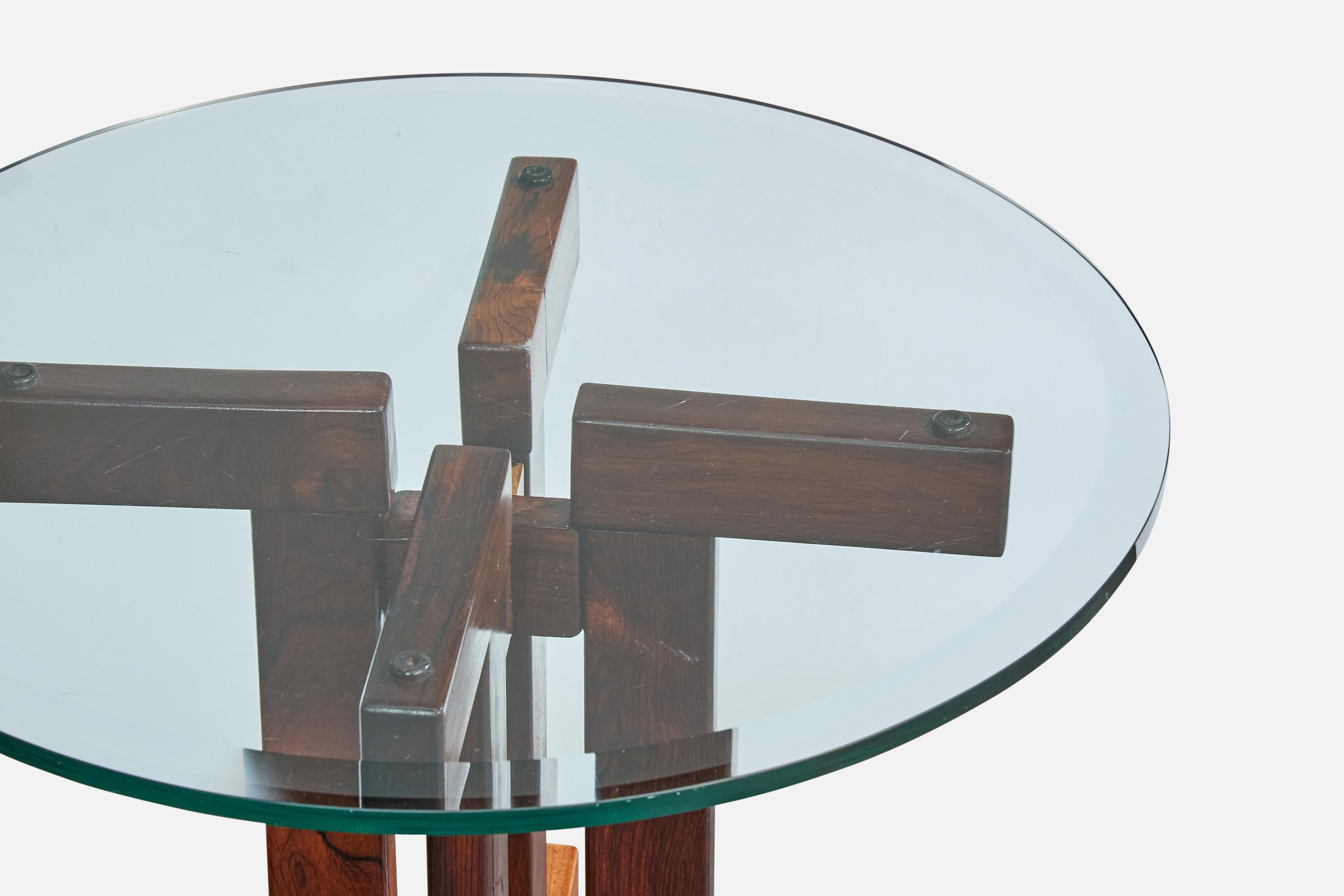 Verre Celina Decorações, table d'appoint, Wood, verre, Brésil, années 1960 en vente