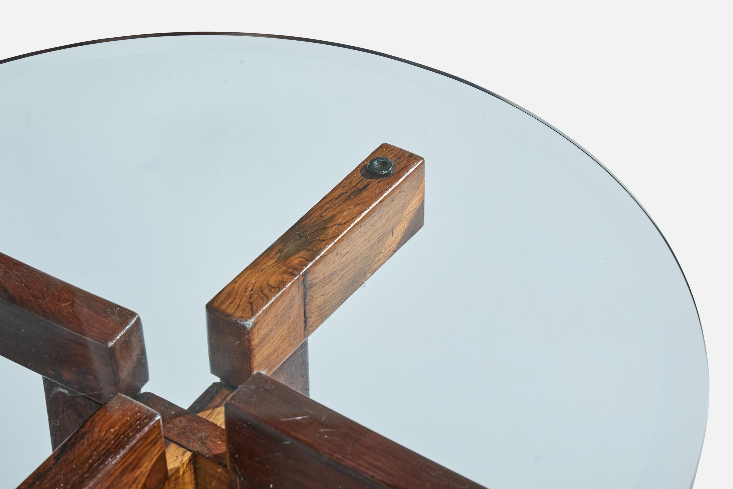 Celina Decorações, table d'appoint, Wood, verre, Brésil, années 1960 en vente 1