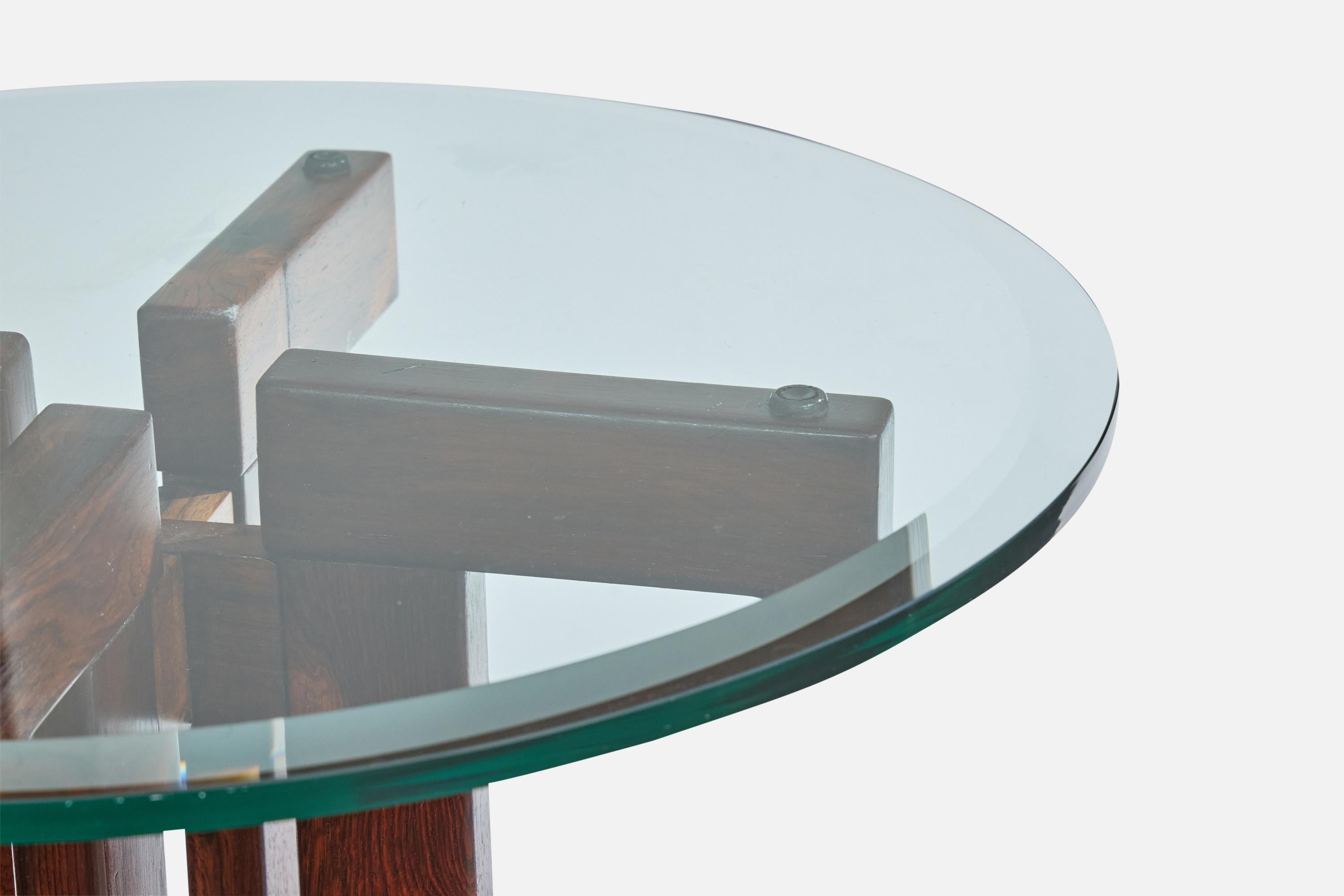 Celina Decorações, table d'appoint, Wood, verre, Brésil, années 1960 en vente 2