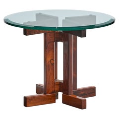 Celina Decorações, Side Table, Wood, Glass, Brazil, 1960s