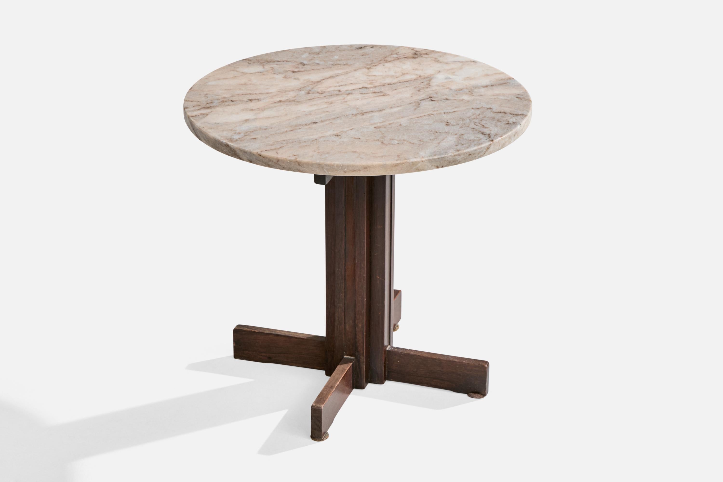 Tavolino in legno e marmo prodotto da Celina Decorações, Rio de Janeiro, Brasile, anni '60 circa.

Dimensioni: 19,75