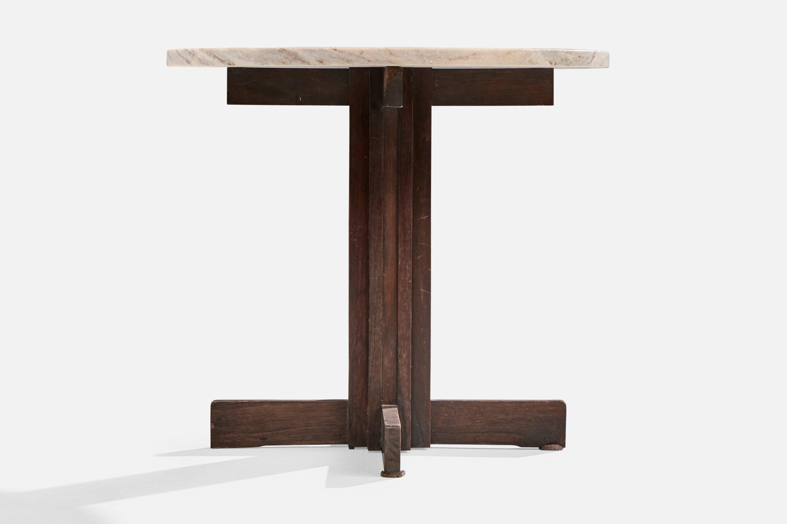 Brasiliano Celina Decorações, Tavolino, Wood, Marmo, Brasile, 1960s in vendita