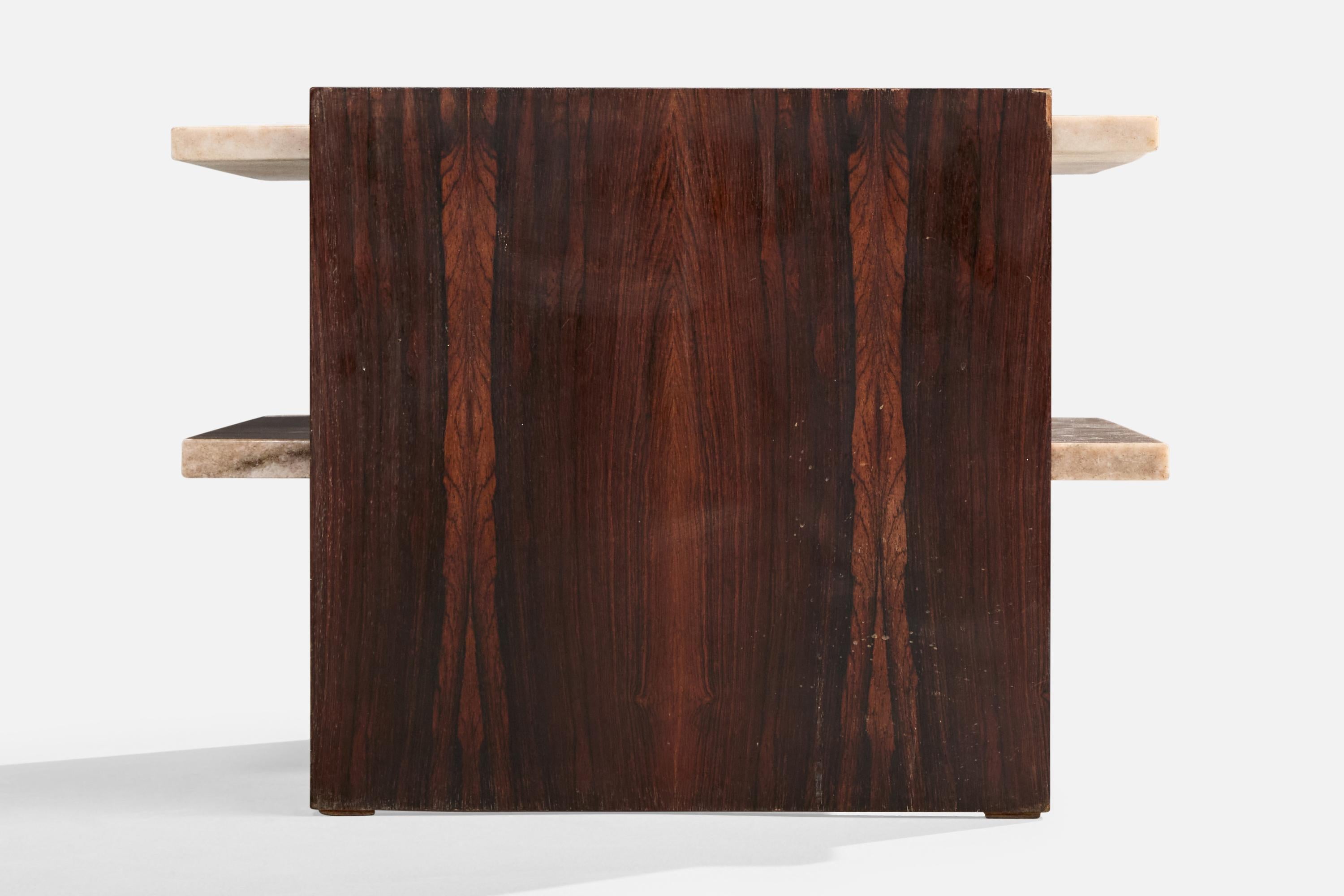 Celina Decorações, table d'appoint, Wood, Marbre, Brésil, années 1960 Bon état - En vente à High Point, NC