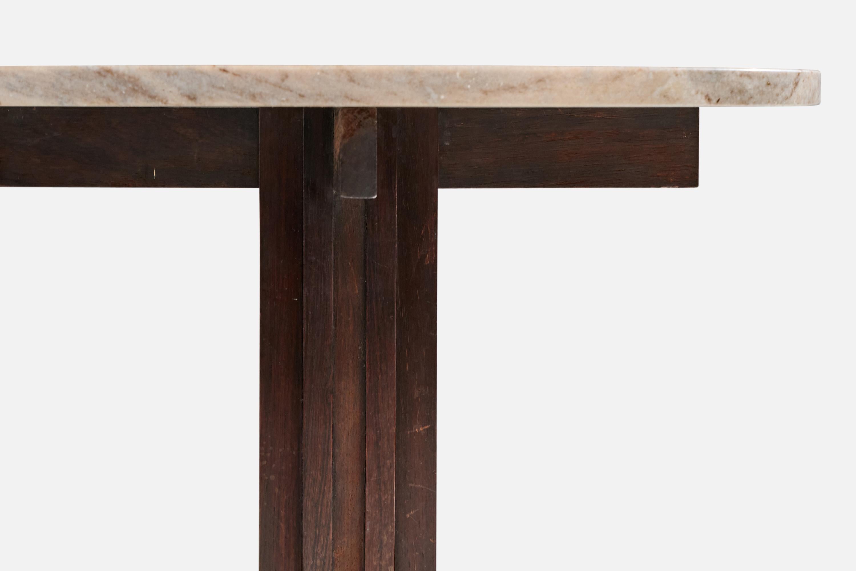 Celina Decorações, Tavolino, Wood, Marmo, Brasile, 1960s In condizioni buone in vendita a High Point, NC