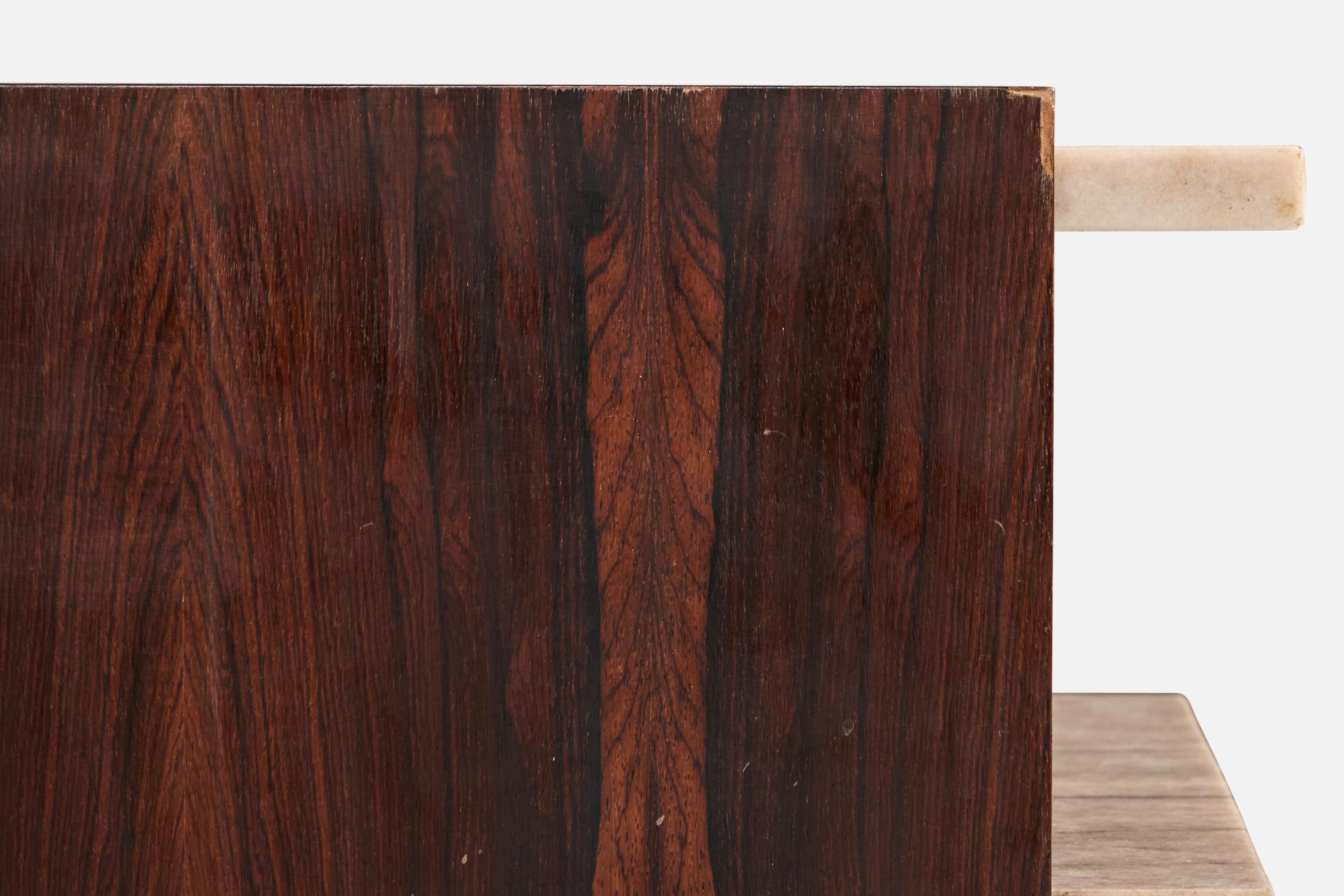 Milieu du XXe siècle Celina Decorações, table d'appoint, Wood, Marbre, Brésil, années 1960 en vente