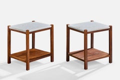 Celina Decorações, Side Tables, Wood, Marble, Brazil, 1960s