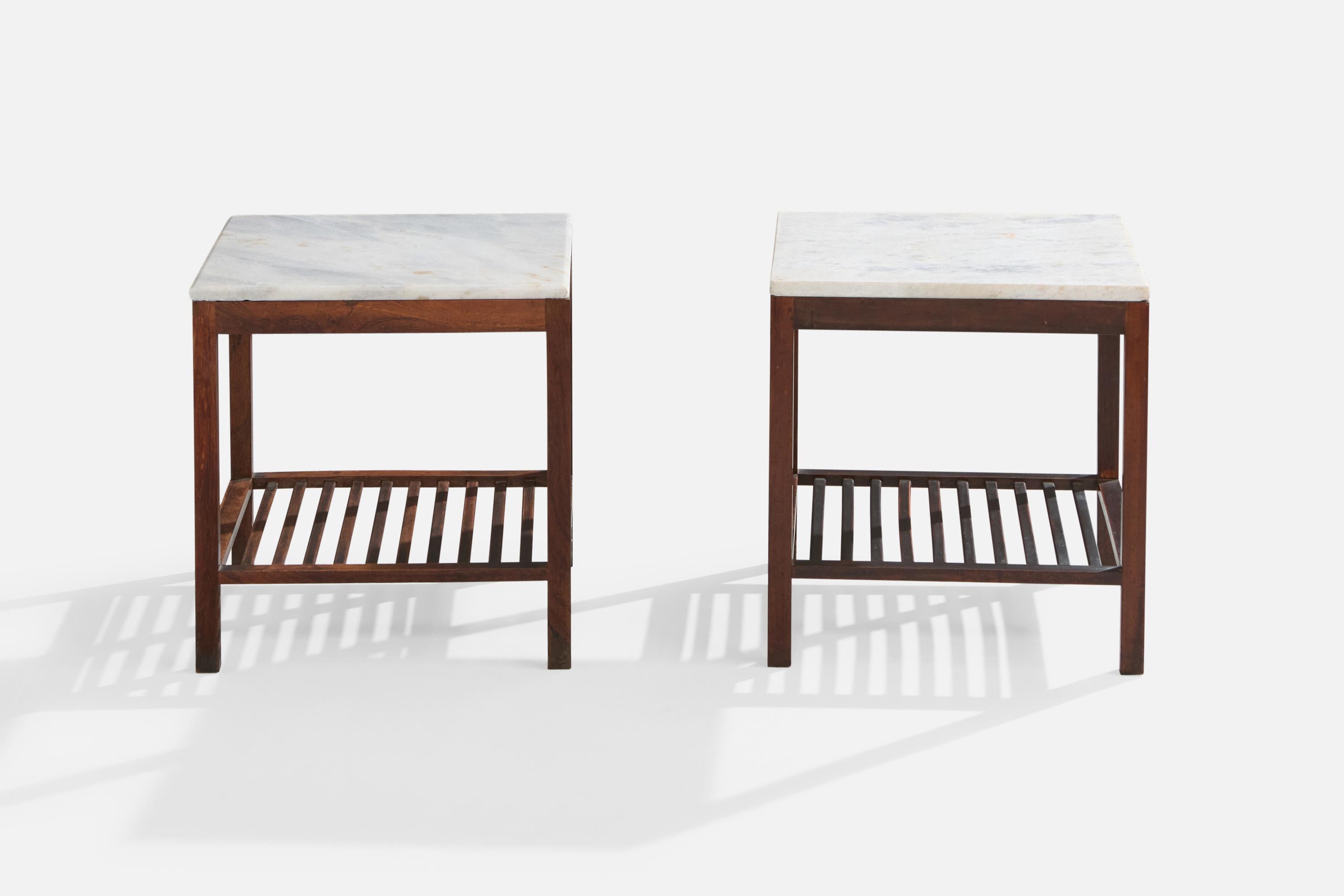 Celina Decorações, Beistelltische, Holz, Marmor, Brasilien, 1960er (Moderne der Mitte des Jahrhunderts) im Angebot