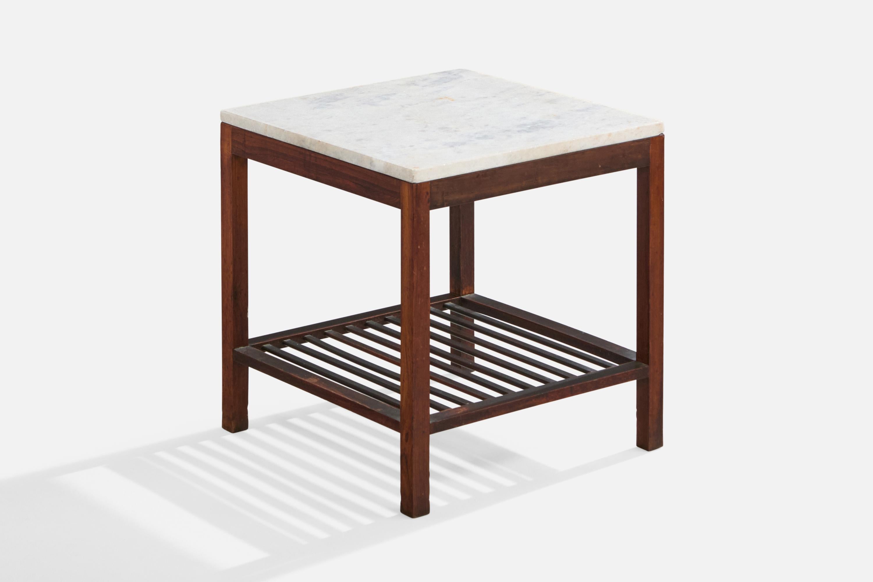 Celina Decorações, Beistelltische, Holz, Marmor, Brasilien, 1960er (Brasilianisch) im Angebot