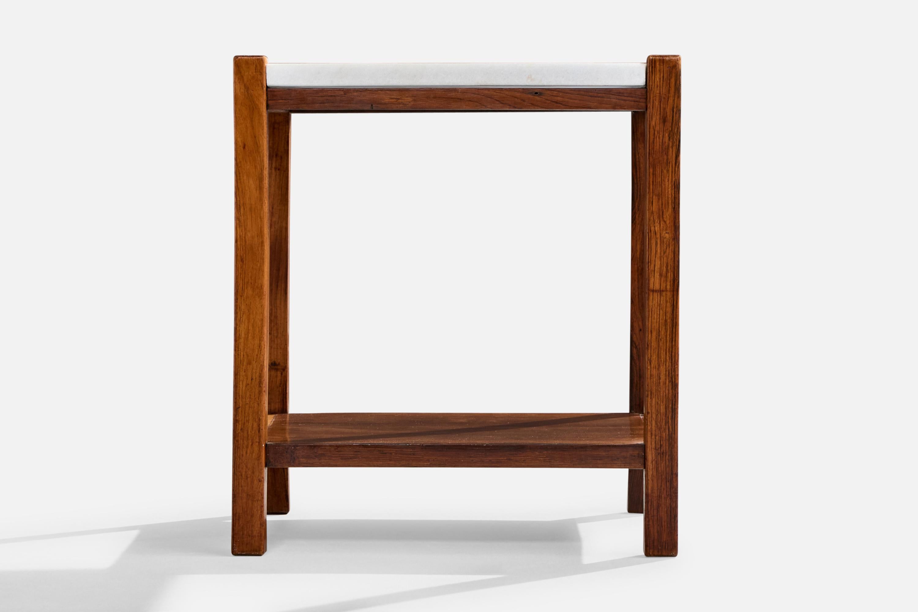 Milieu du XXe siècle Celina Decorações, Side Tables, Wood, Marble, Brazil, 1960s en vente