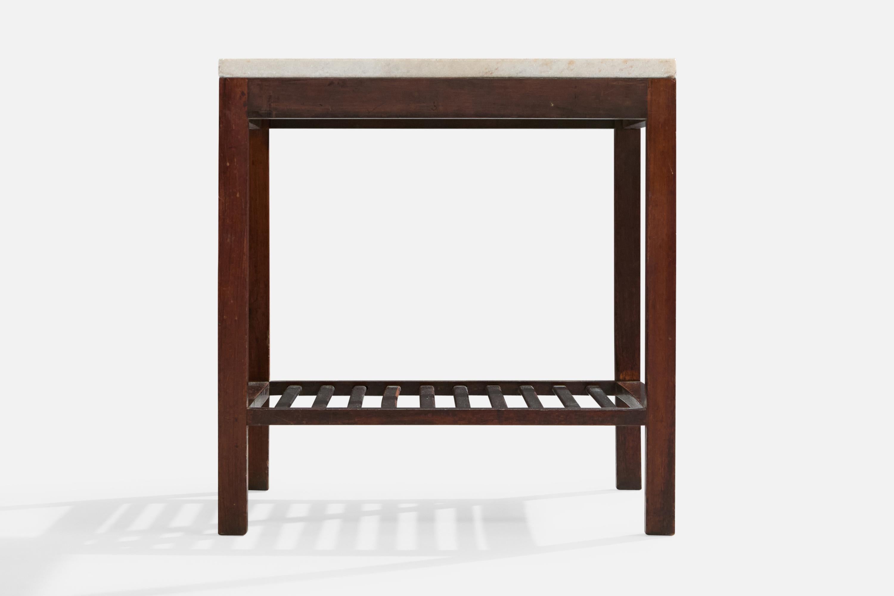 Celina Decorações, Beistelltische, Holz, Marmor, Brasilien, 1960er (Mitte des 20. Jahrhunderts) im Angebot