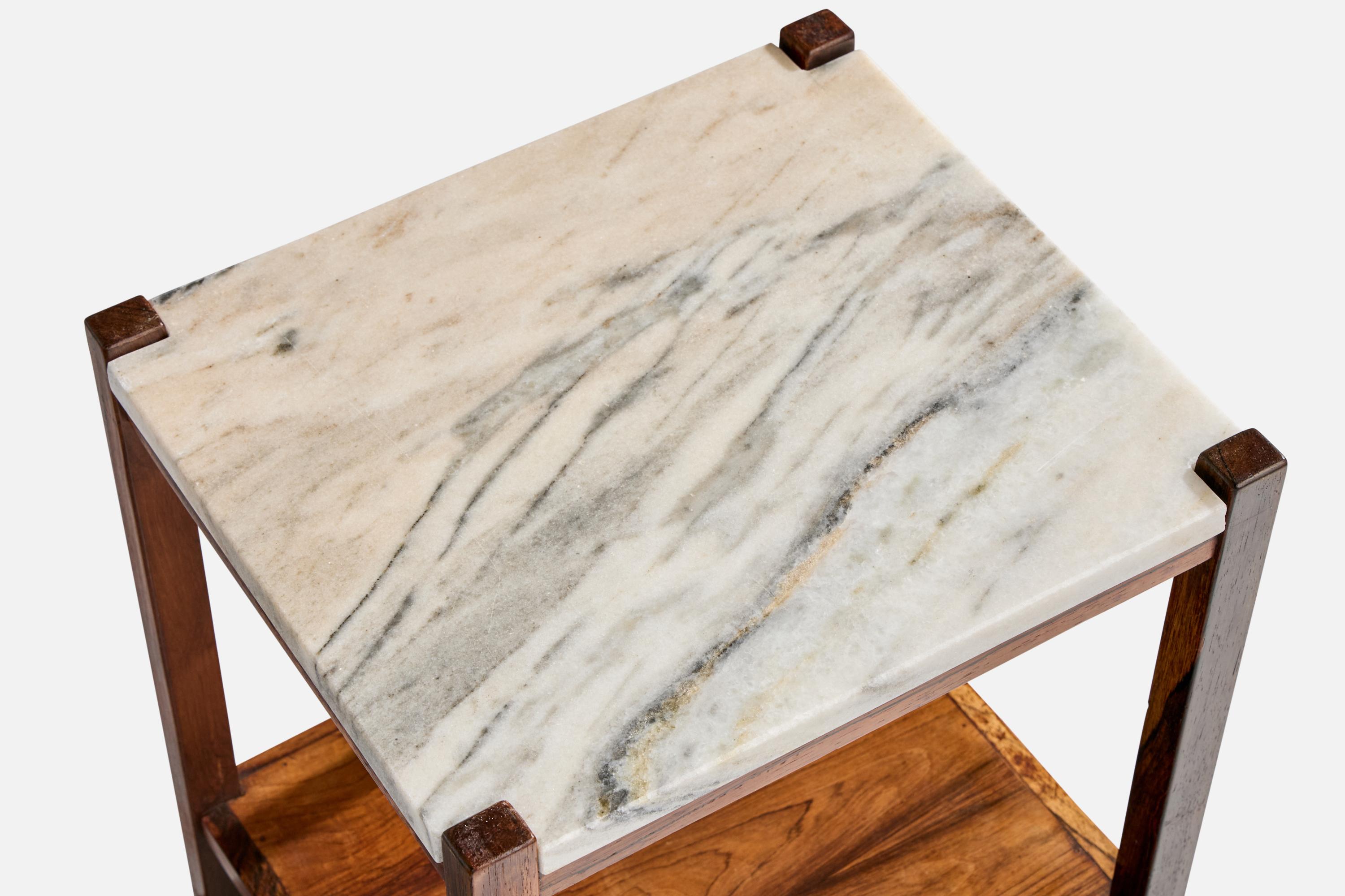 Marbre Celina Decorações, Side Tables, Wood, Marble, Brazil, 1960s en vente