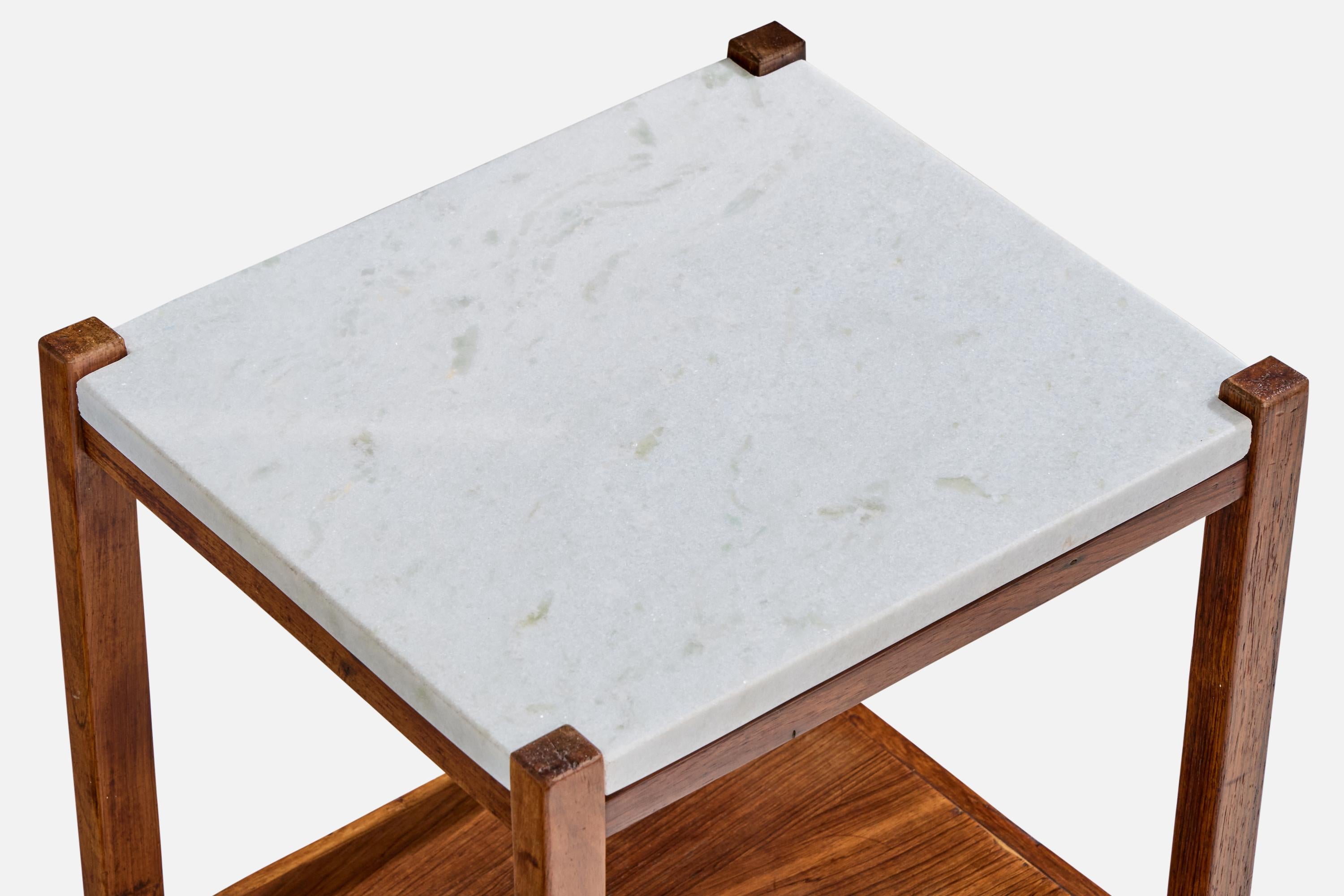Marbre Celina Decorações, Side Tables, Wood, Marble, Brazil, 1960s en vente