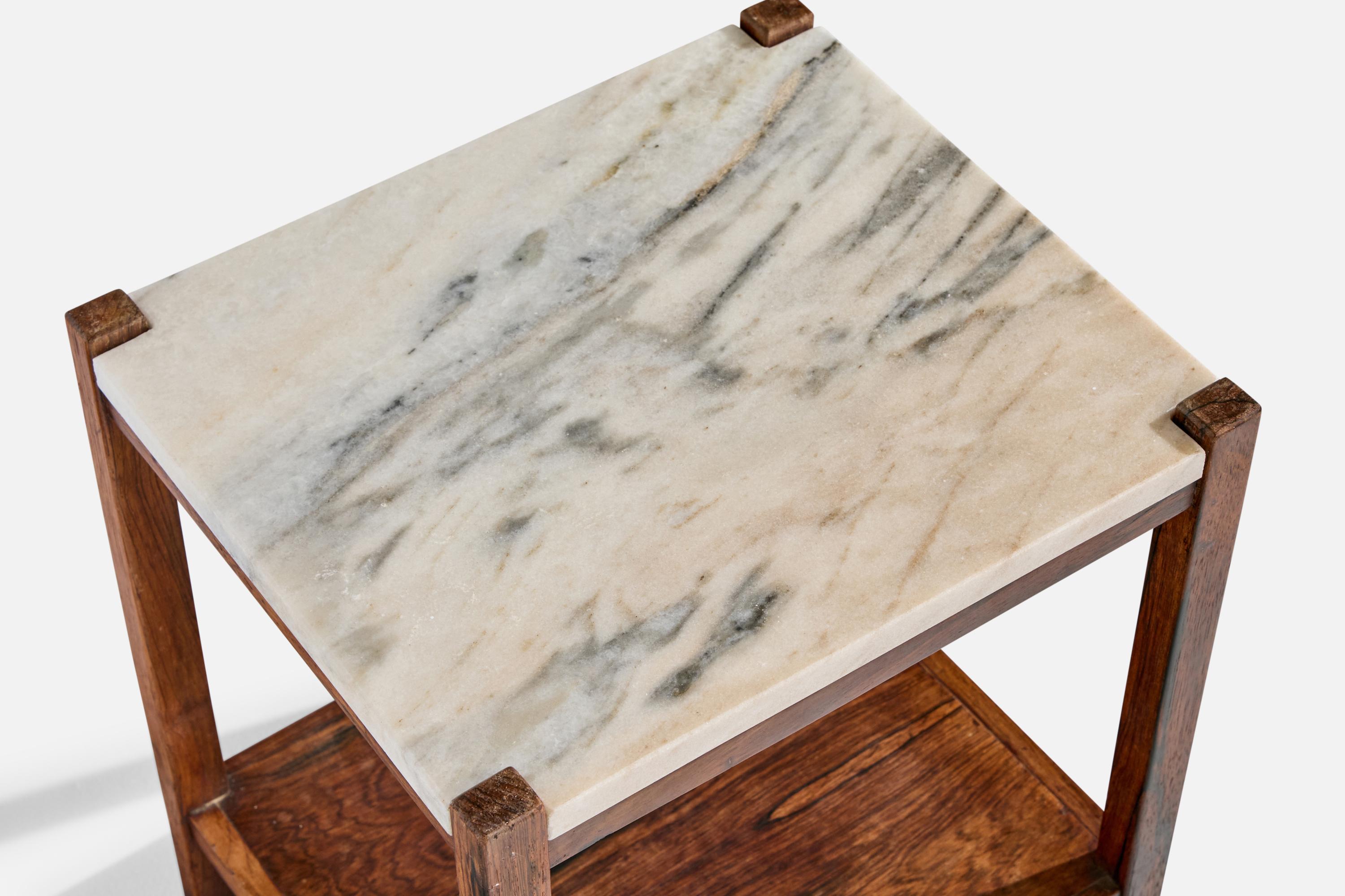 Celina Decorações, Side Tables, Wood, Marble, Brazil, 1960s en vente 1