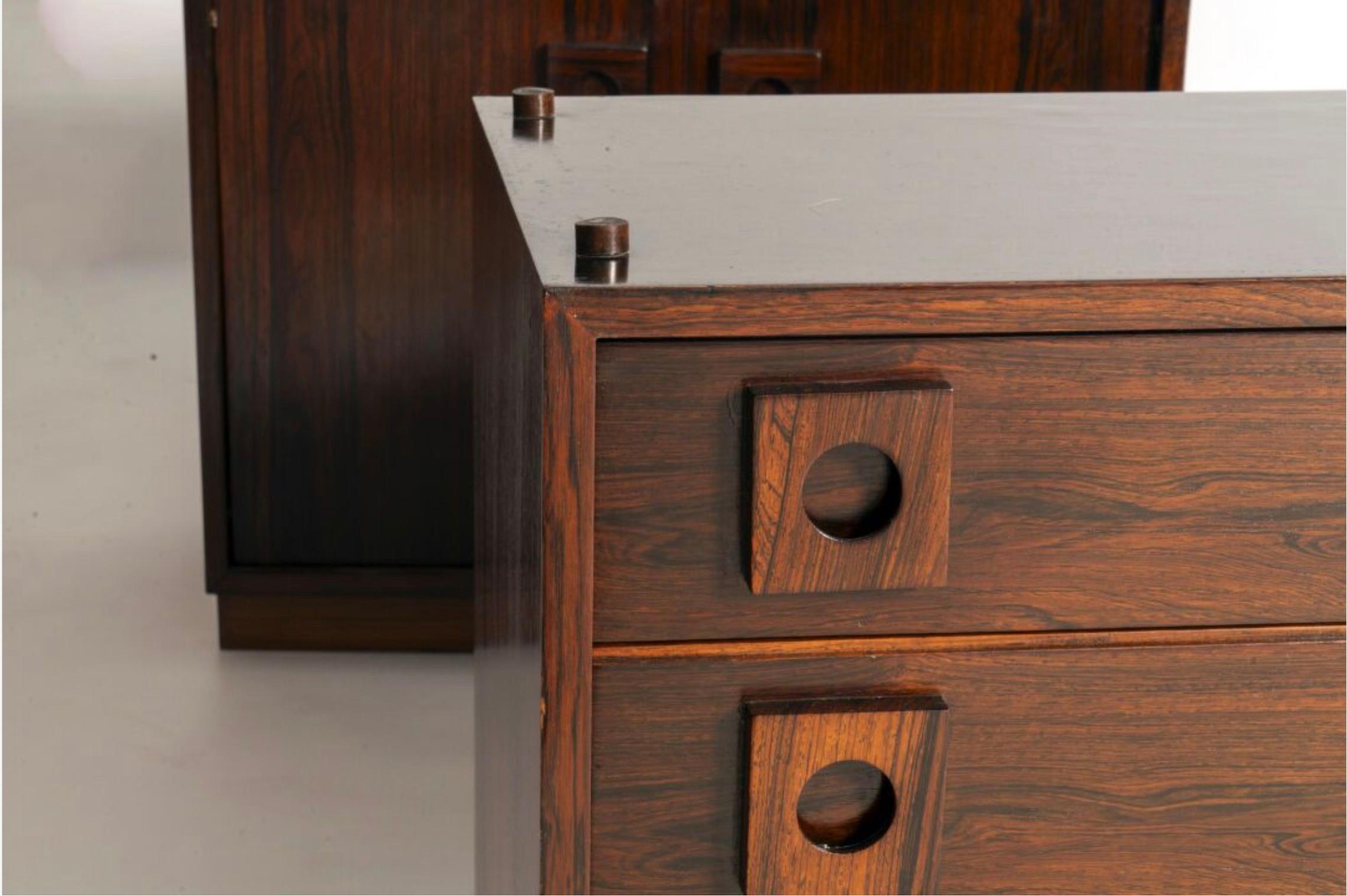 Brazilian Celina Zilberberg. Modular sideboard, Solid wood and wood veneer, c. 1960 For Sale