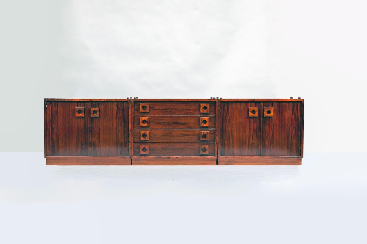 Hand-Crafted Celina Zilberberg. Modular sideboard, Solid wood and wood veneer, c. 1960 For Sale