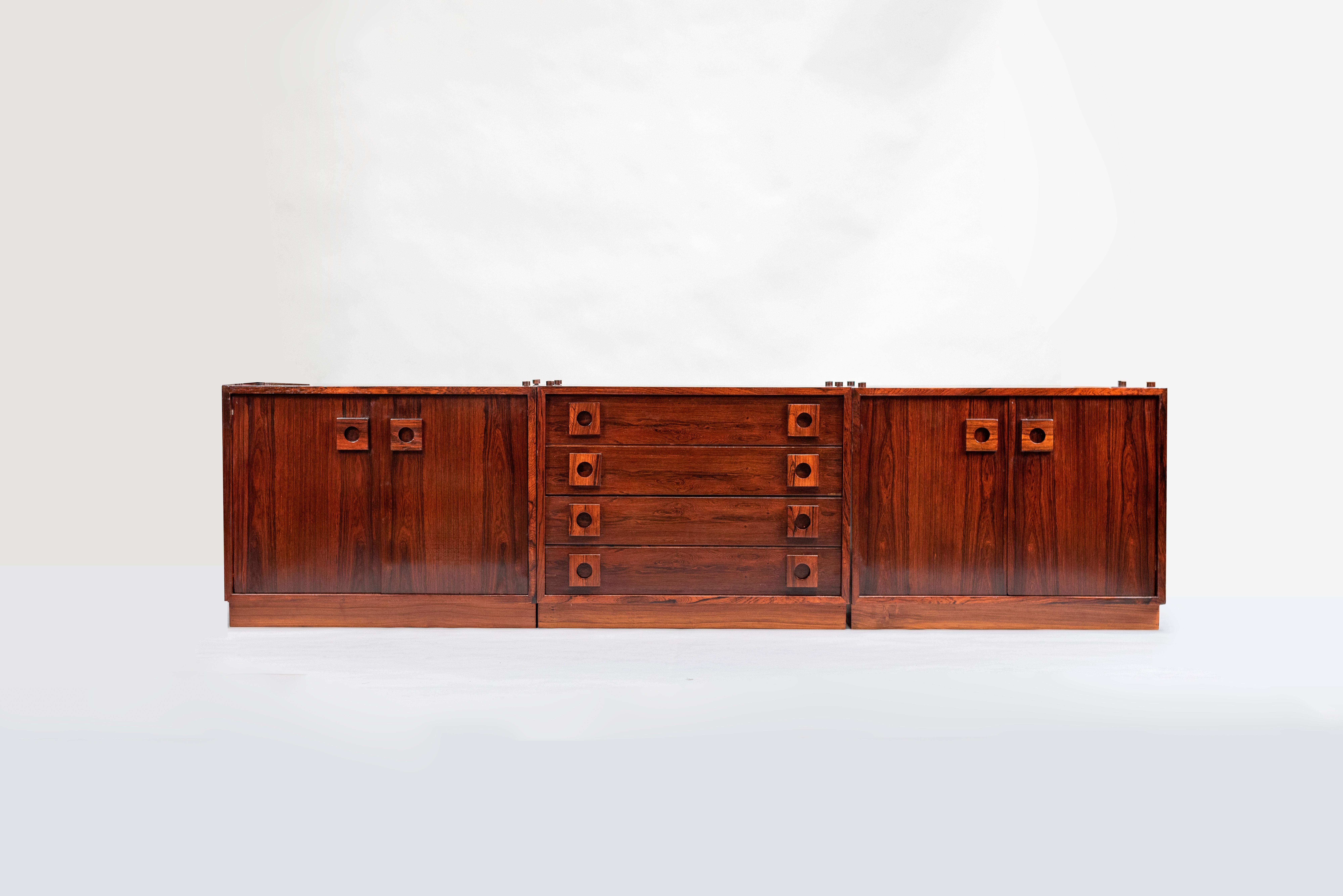 20th Century Celina Zilberberg. Modular sideboard, Solid wood and wood veneer, c. 1960 For Sale