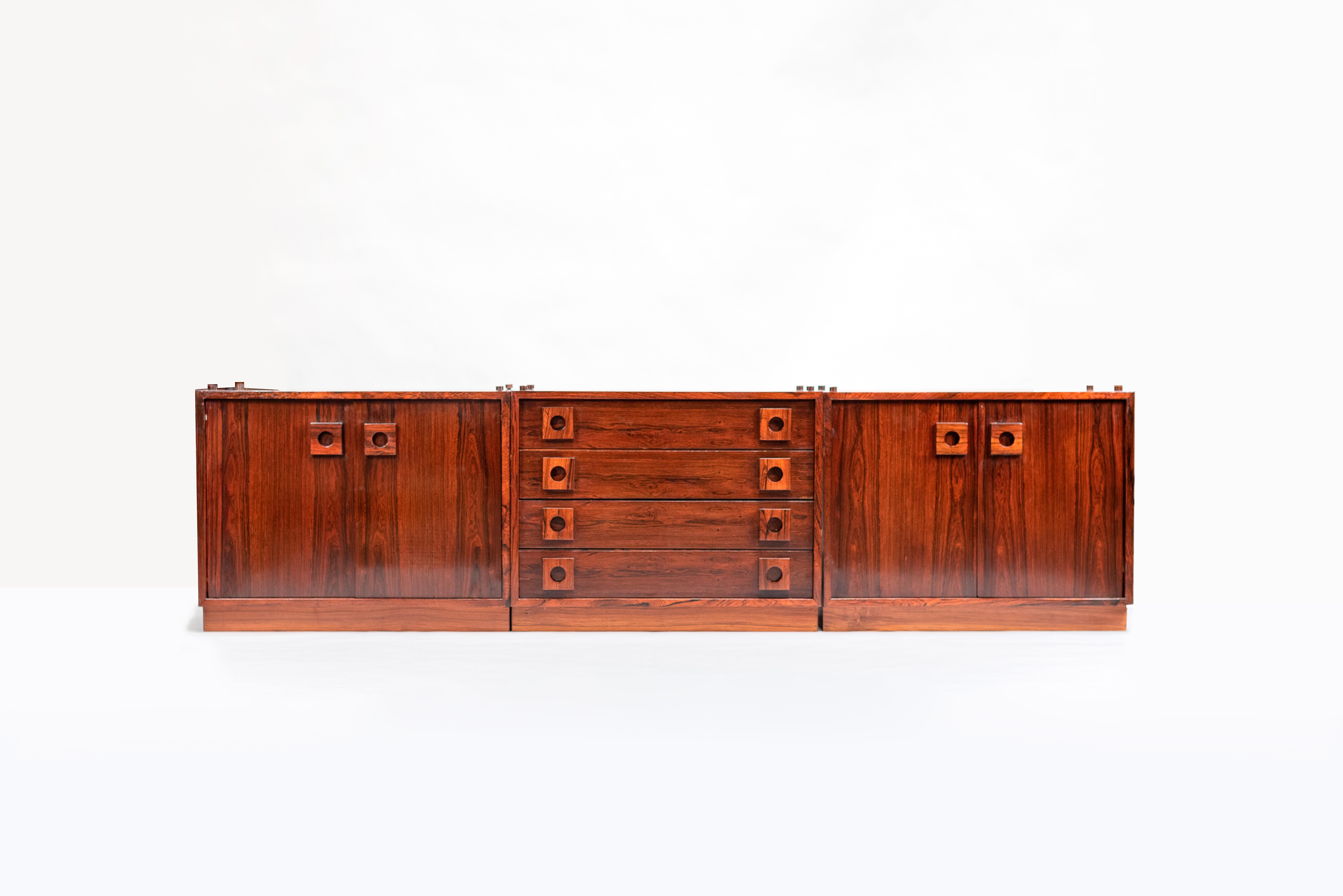 Hardwood Celina Zilberberg. Modular sideboard, Solid wood and wood veneer, c. 1960 For Sale