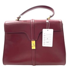 Celine 16 Borsa media in pelle di vitello liscia borgogna con tracolla
