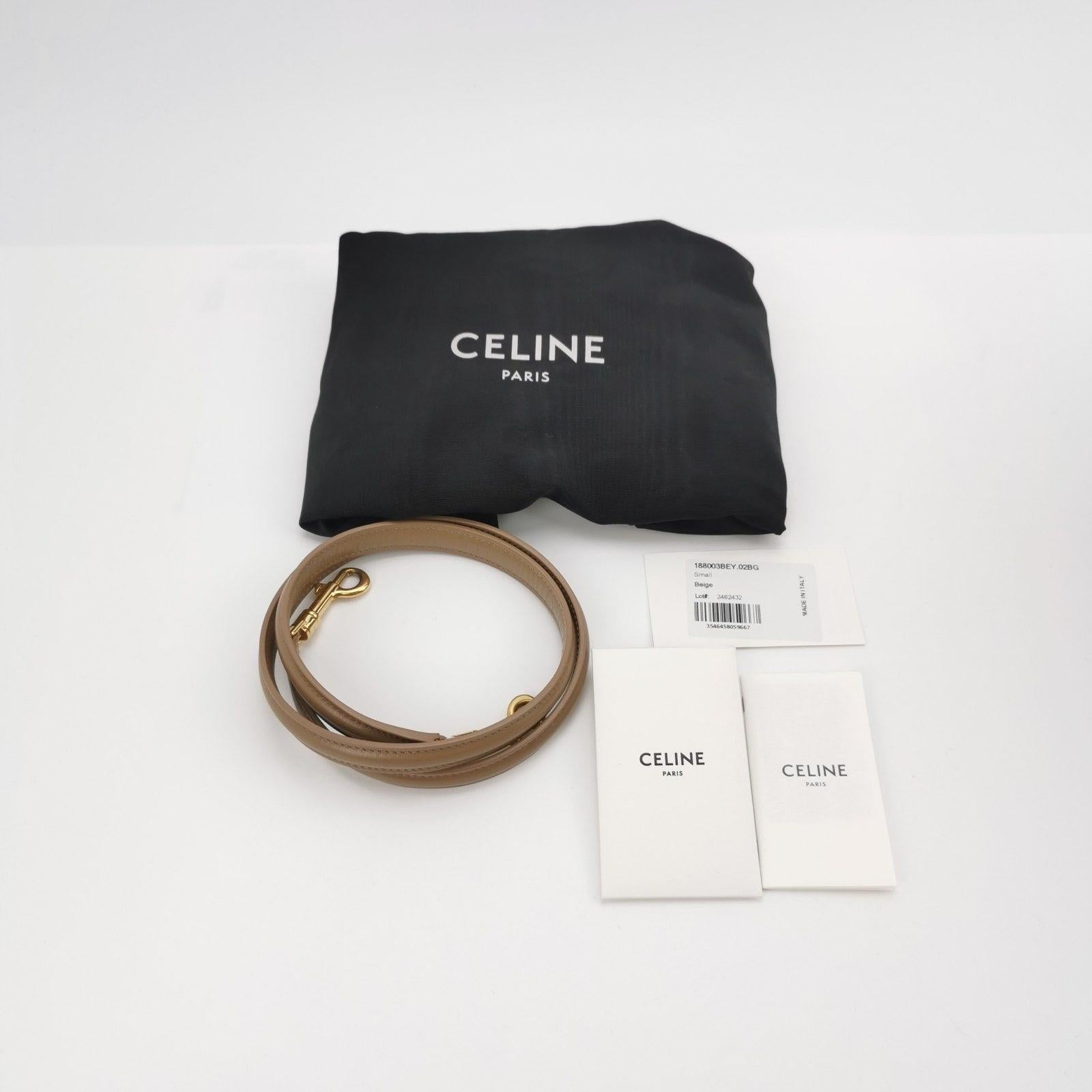 Celine 16 Bag Small Beige Smooth Calfskin Leather For Sale 12