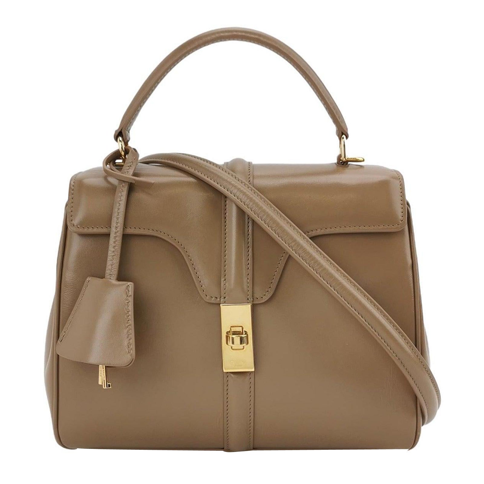 Bolso Celine 16 Pequeño Beige Piel de becerro lisa