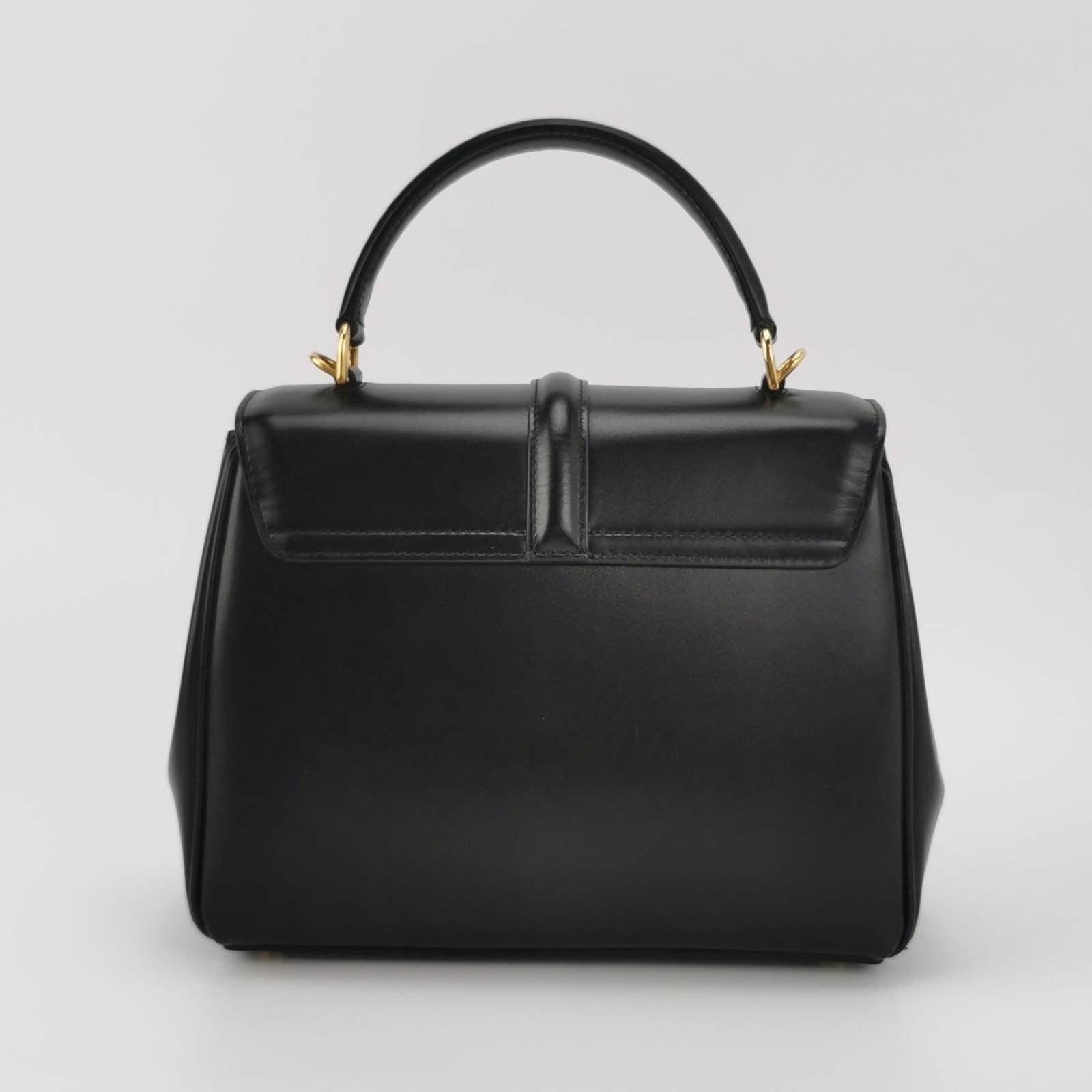 Celine 16 Bag Small Black Smooth Calfskin Leather In Excellent Condition In AUBERVILLIERS, FR